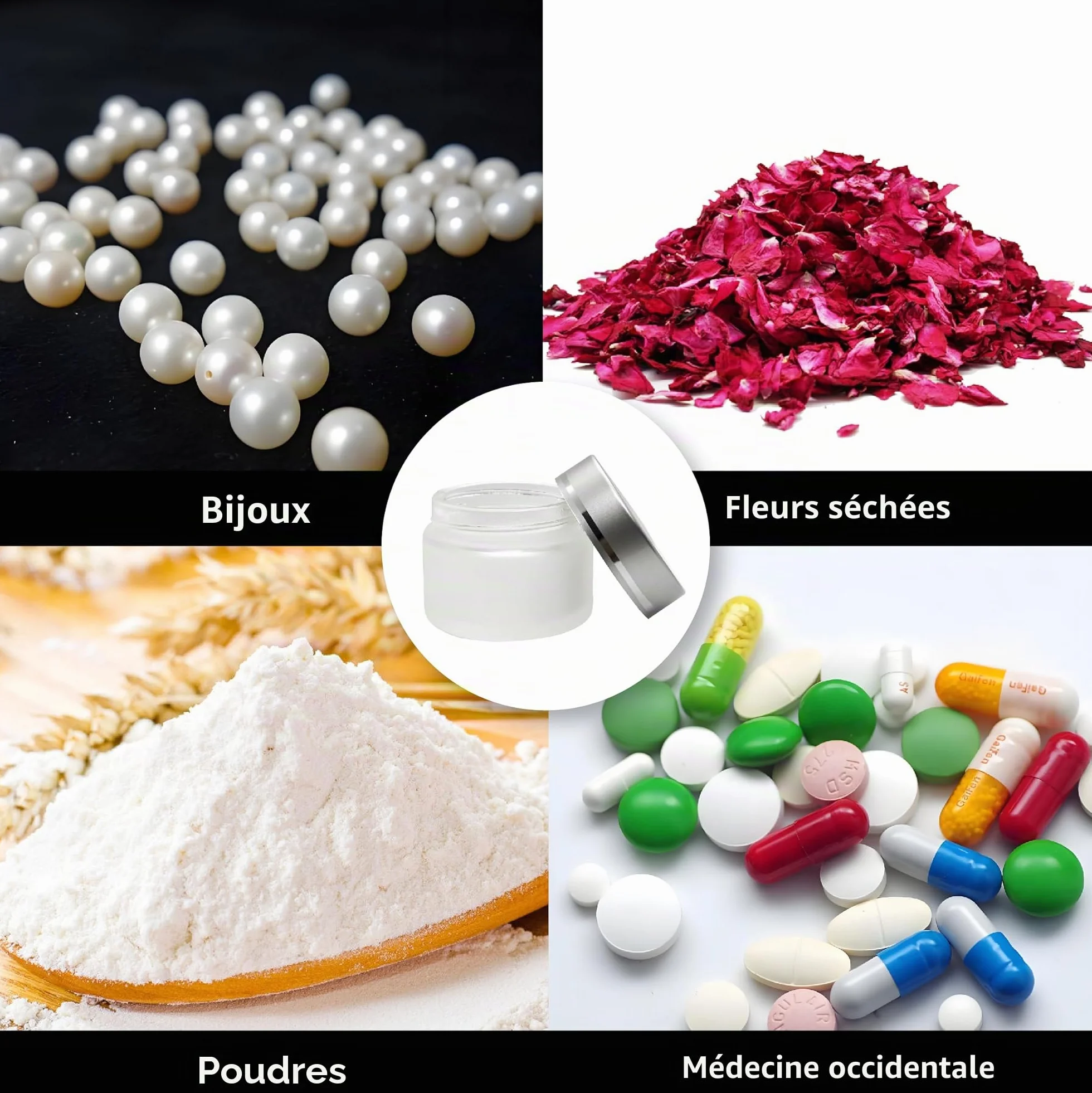 Pots Cosmétiques Vides 50ml Petit Pot Verre Dépoli Couvercle Argenté pour Crèmes Voyage DIY