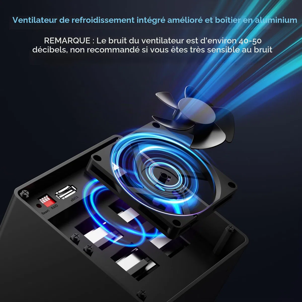 Boîtier Raid, CENMATE Boîtier de Disque Dur 4 Baies pour 2,5/3,5 SATA HDD/SSD avec Câble USB A/C 3.0, Boîtier de Disque Dur Externe Compatible avec Une Capacité de 80To, 8 Modes