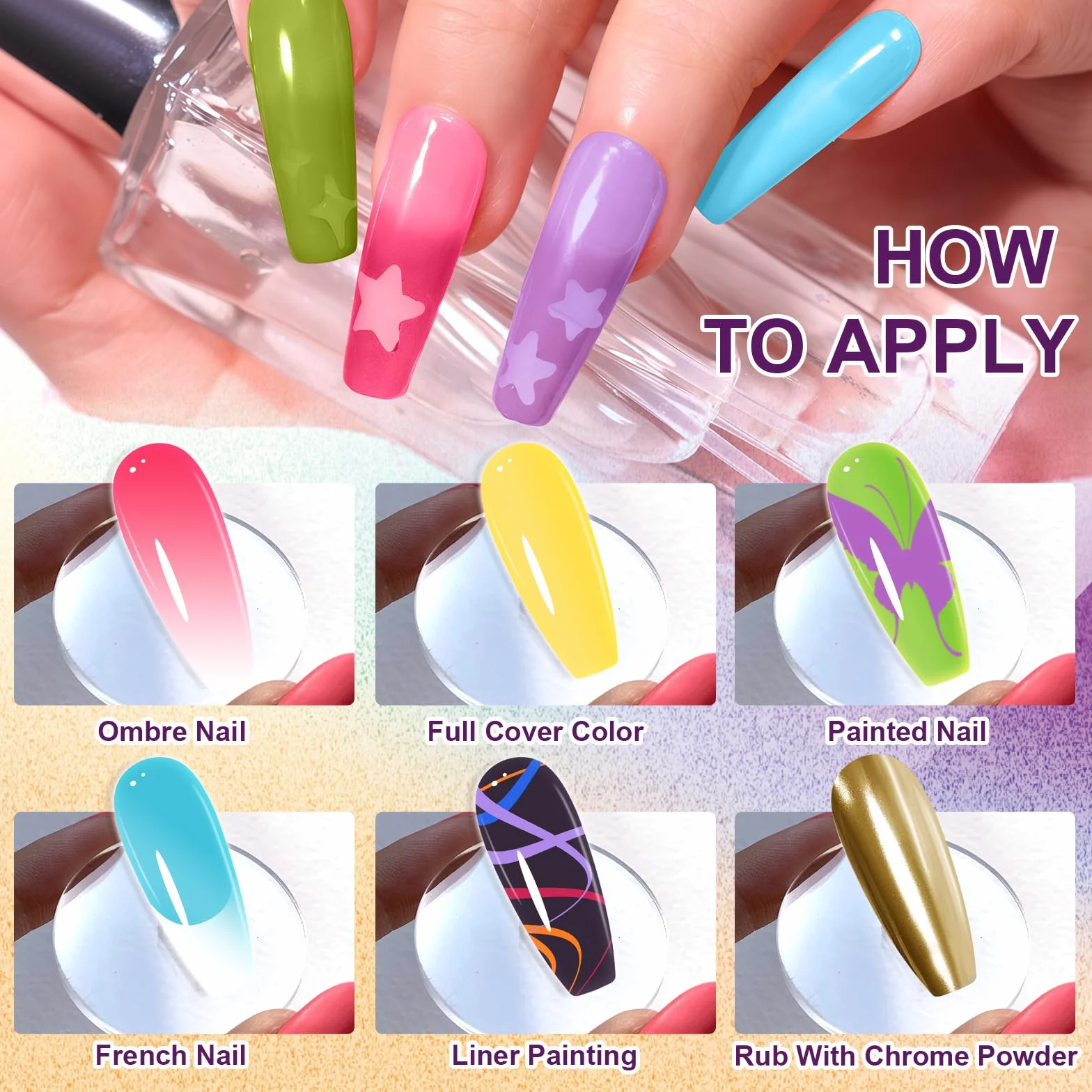 Gradient Painting Gel 24 couleurs vernis à ongles gel ombré avec 101 éponges à ongles et tweezer pour French Manucure DIY Nail Art Set