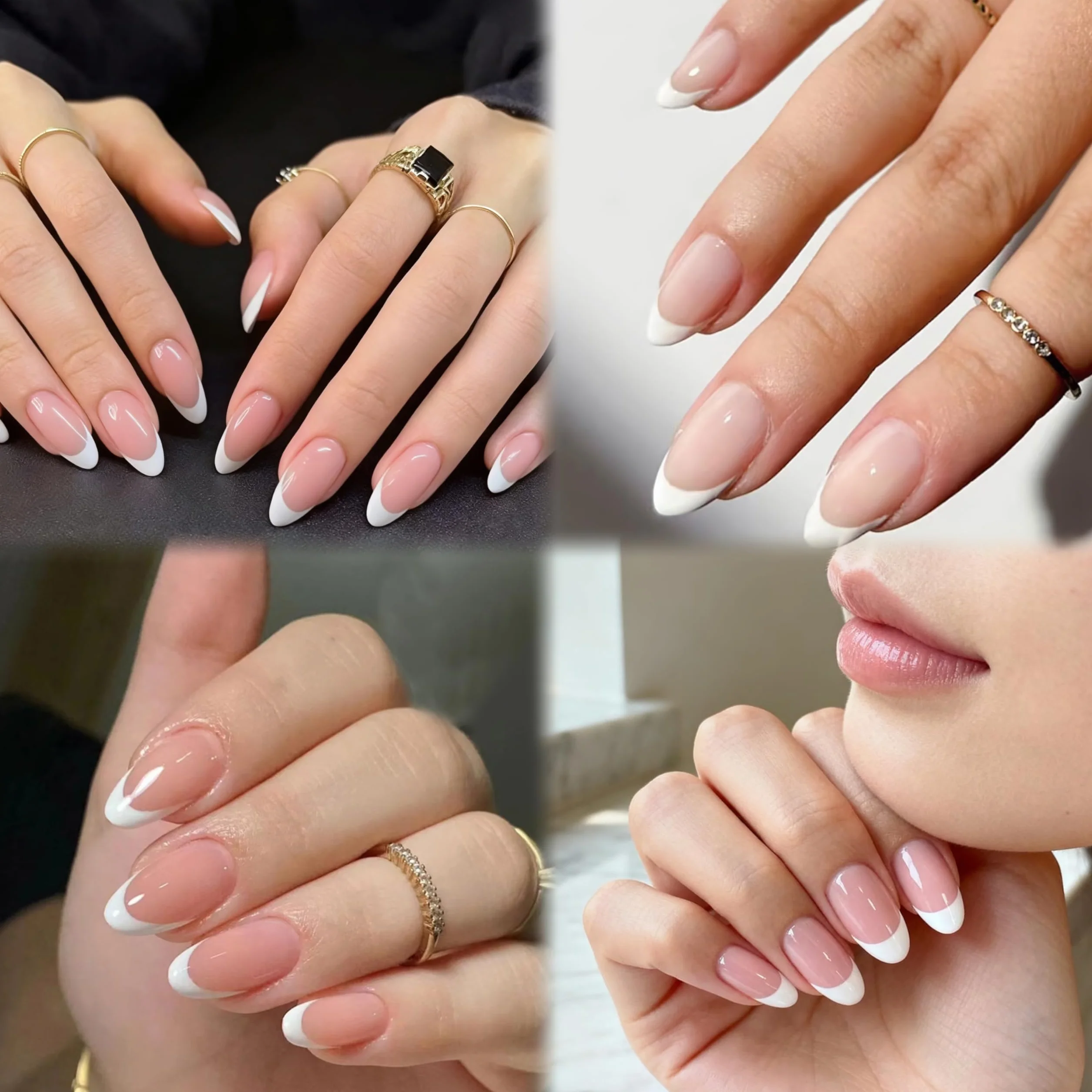 Lot de 240 faux ongles courts à coller en forme d'amande française avec 2 stylos à huile à ongles gel doux naturel nail art