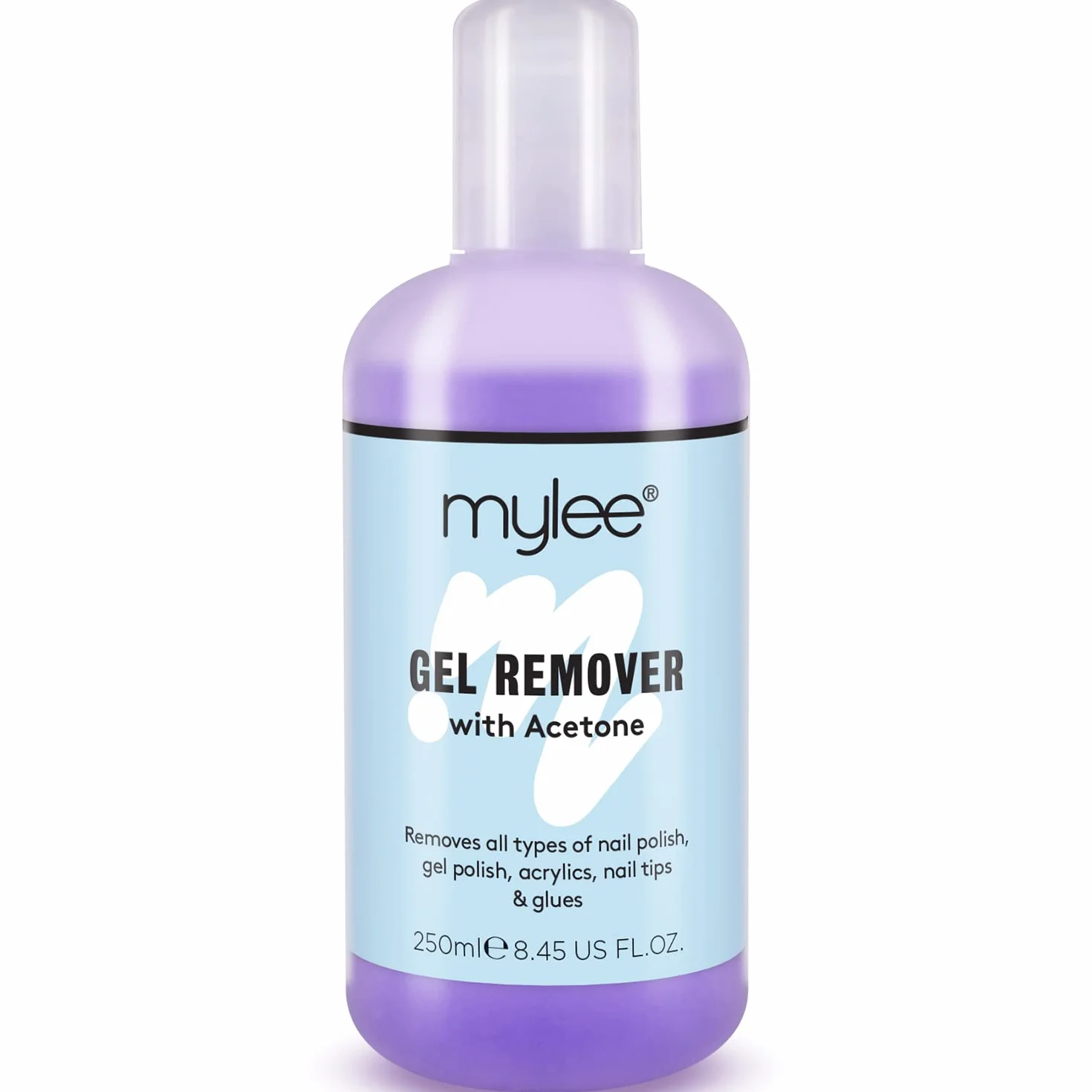 Mylee Dissolvant de Vernis à Ongles Semi Permanent Acetone 250ml UV LED Nettoyant Vernis Gel