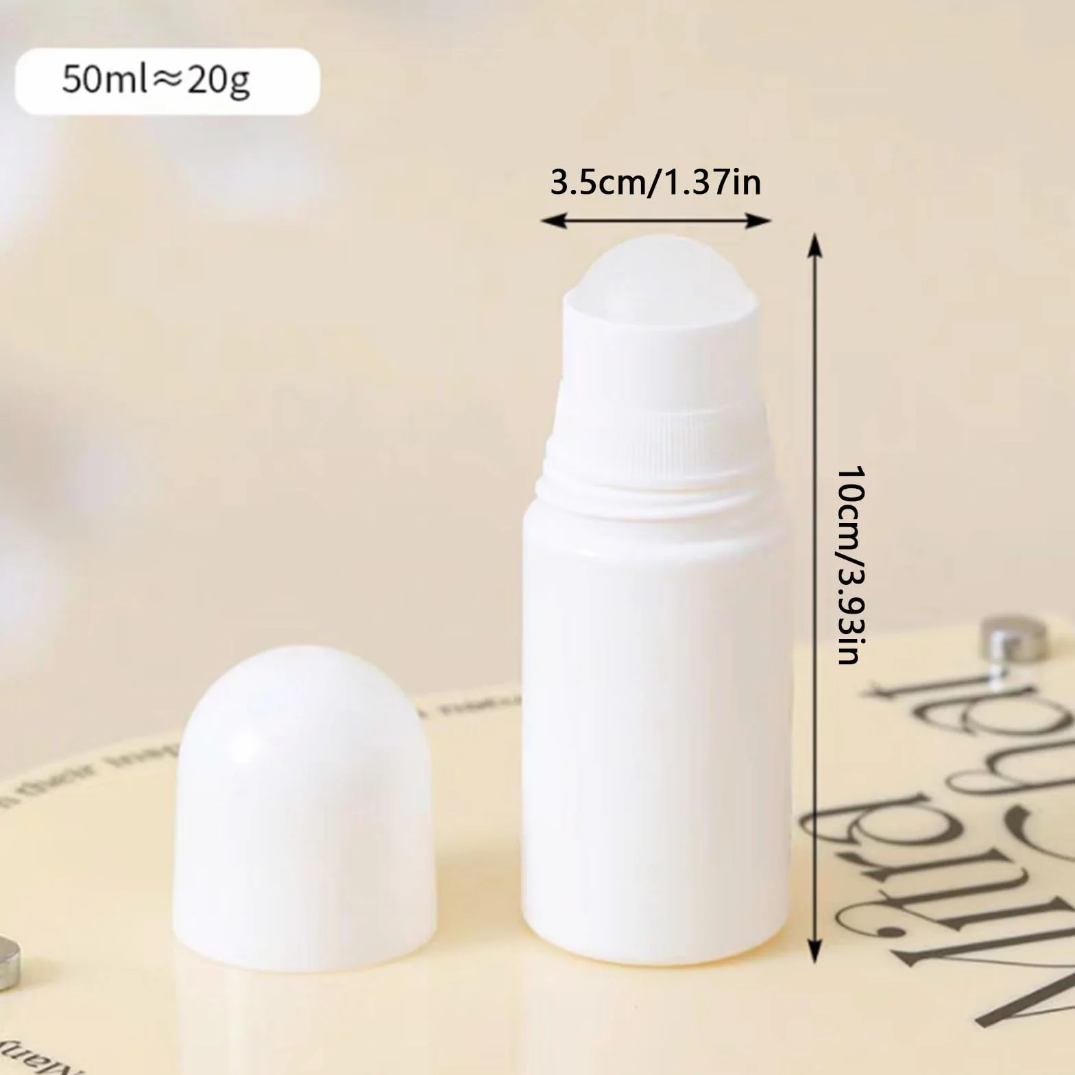 Flacons à Bille Vides en Plastique 50 ml Blanc 10 Pièces Réutilisables Rouleau Rechargeable pour Parfum Lotion Huile Essentielle