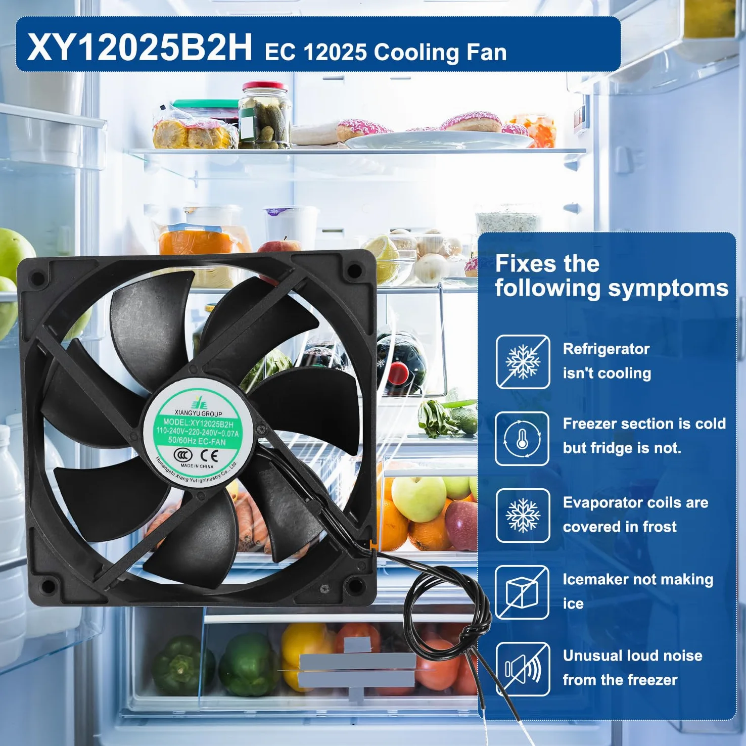 XY12025B2H EC 12025 Ventilateur de refroidissement, XY-12025B2H 110-240V ~ 220-240V 0.07A Boosting High Air Volume Boîtier Ventilateur Pièces de rechange, 50/60Hz, Taille: 120×120×25mm 2PCS
