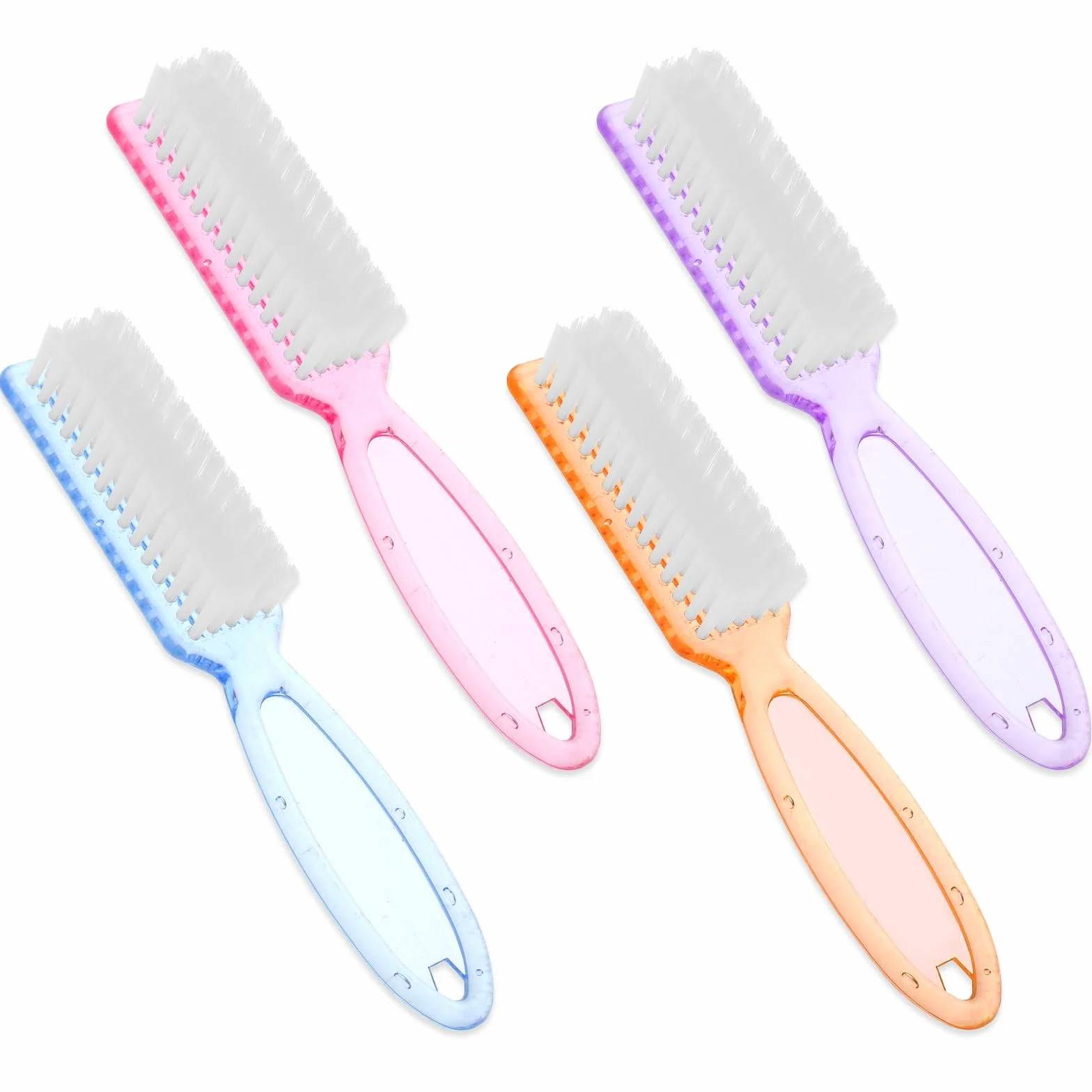 Lot de 4 brosses à ongles poils souples manucure récurer bleu violet rose orange