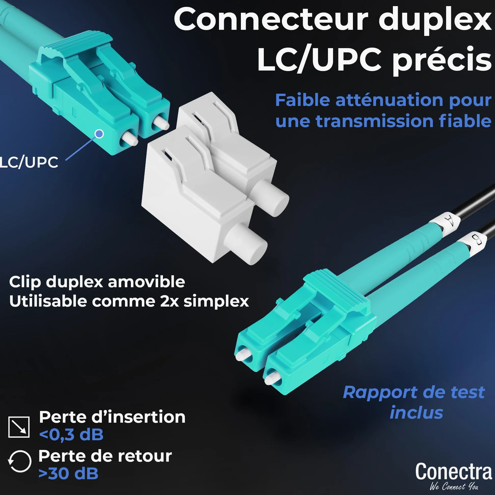 30m Câble Fibre Optique Blindé OM3 Duplex Breakout LC/UPC, Jarretière Optique Multimode 50/125, LSZH Intérieur/Extérieur, Rallonge Fibre Armée Cordon Patch Câblage Réseau ⌀3mm Noire