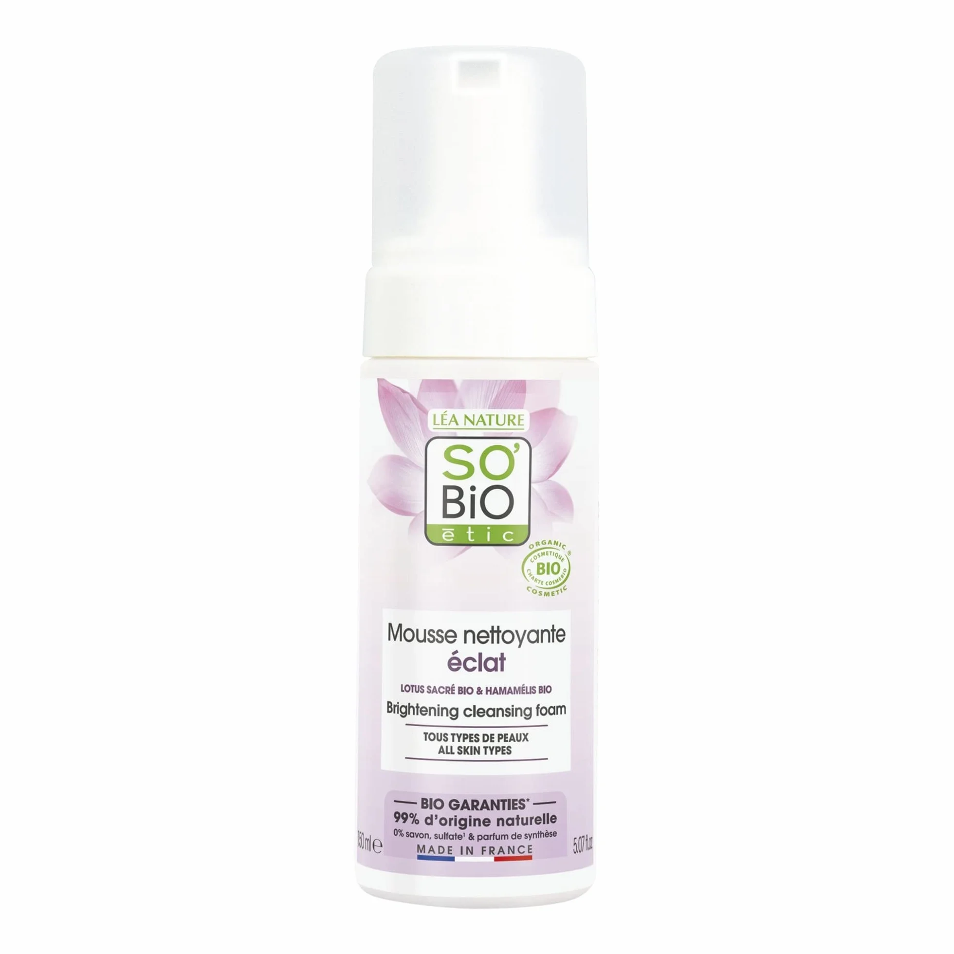 SO'BiO étic Mousse nettoyante clarifiante 150 ml Peau Parfaite 1ers signes de l'âge Cosmebio