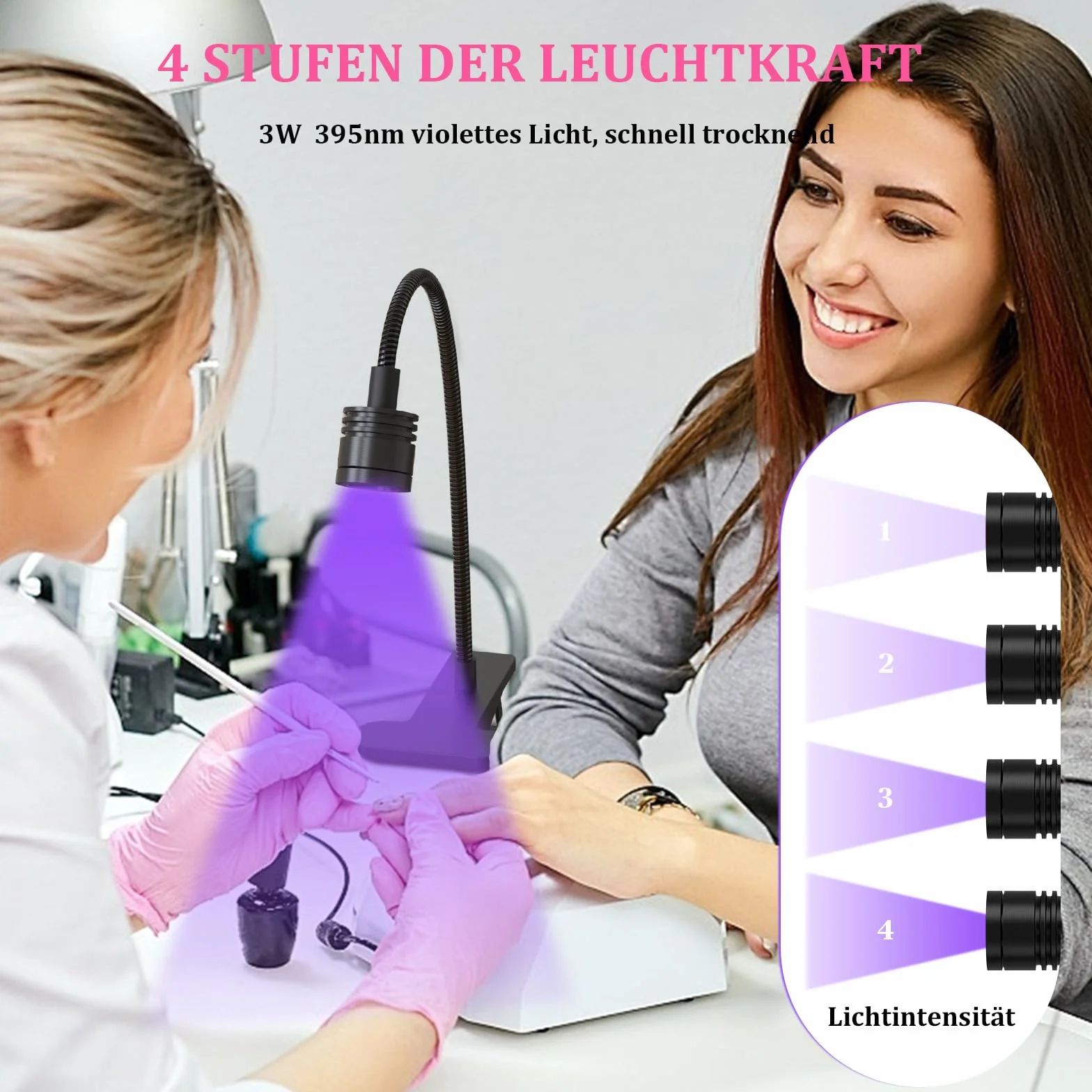 Lampe UV Professionnelle à Col de Cygne 5W, Séchage Gel Semi-Permanent, Design Métal Réglable 360°, USB