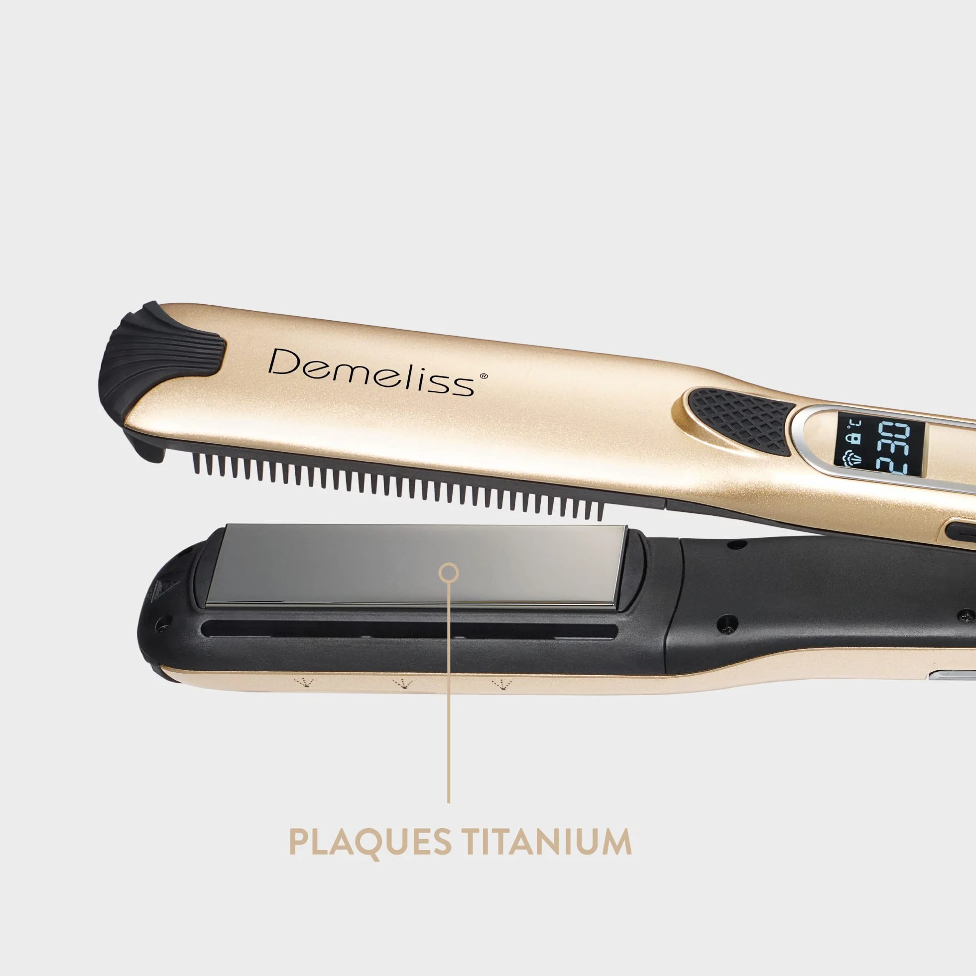 Demeliss Lisseur Vapeur Titanium V2.0 Fer à Vapeur 2 en 1 Plaques Flottantes Fines