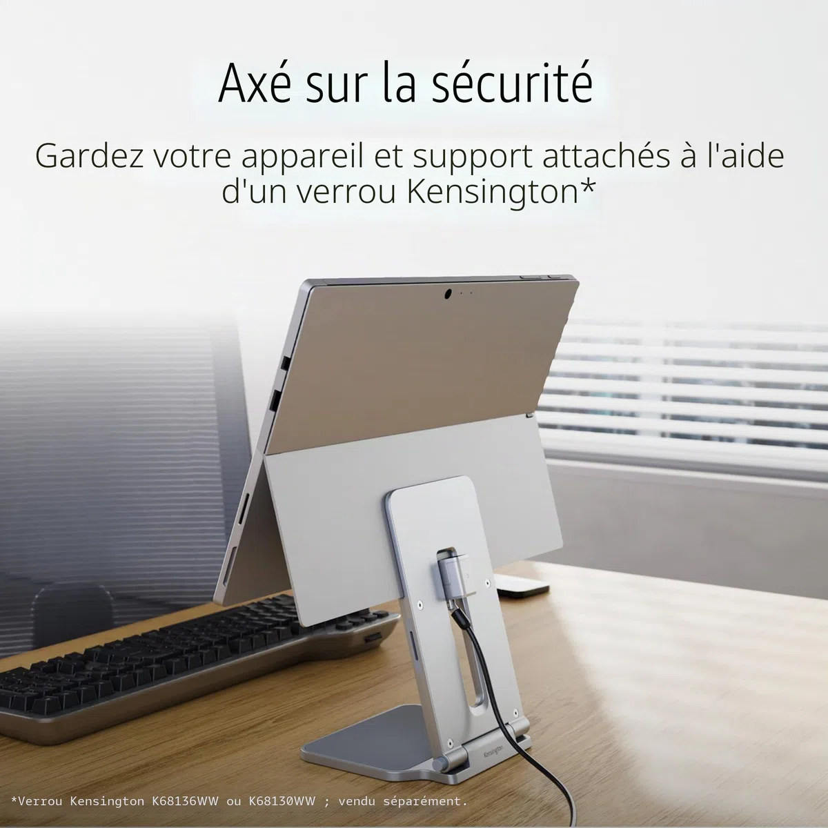 Kensington - Support pour Tablette Surface Pro & Surface Go, en Collaboration avec Microsoft, 126,4 x 139,4 x 193 mm, Base Antidérapante & Surface Matelassée, Support pour Tablette Tactile (K58277WW)