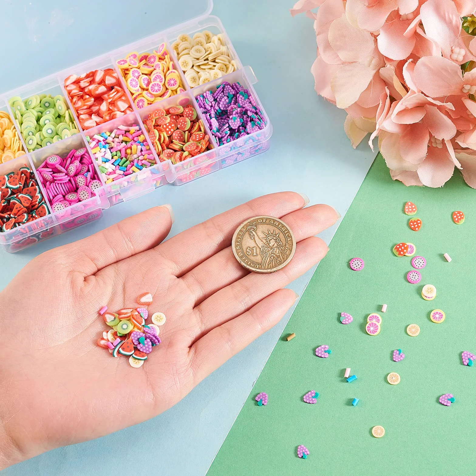 Lot de 4750 perles en argile polymère faites à la main pour décoration d'ongles