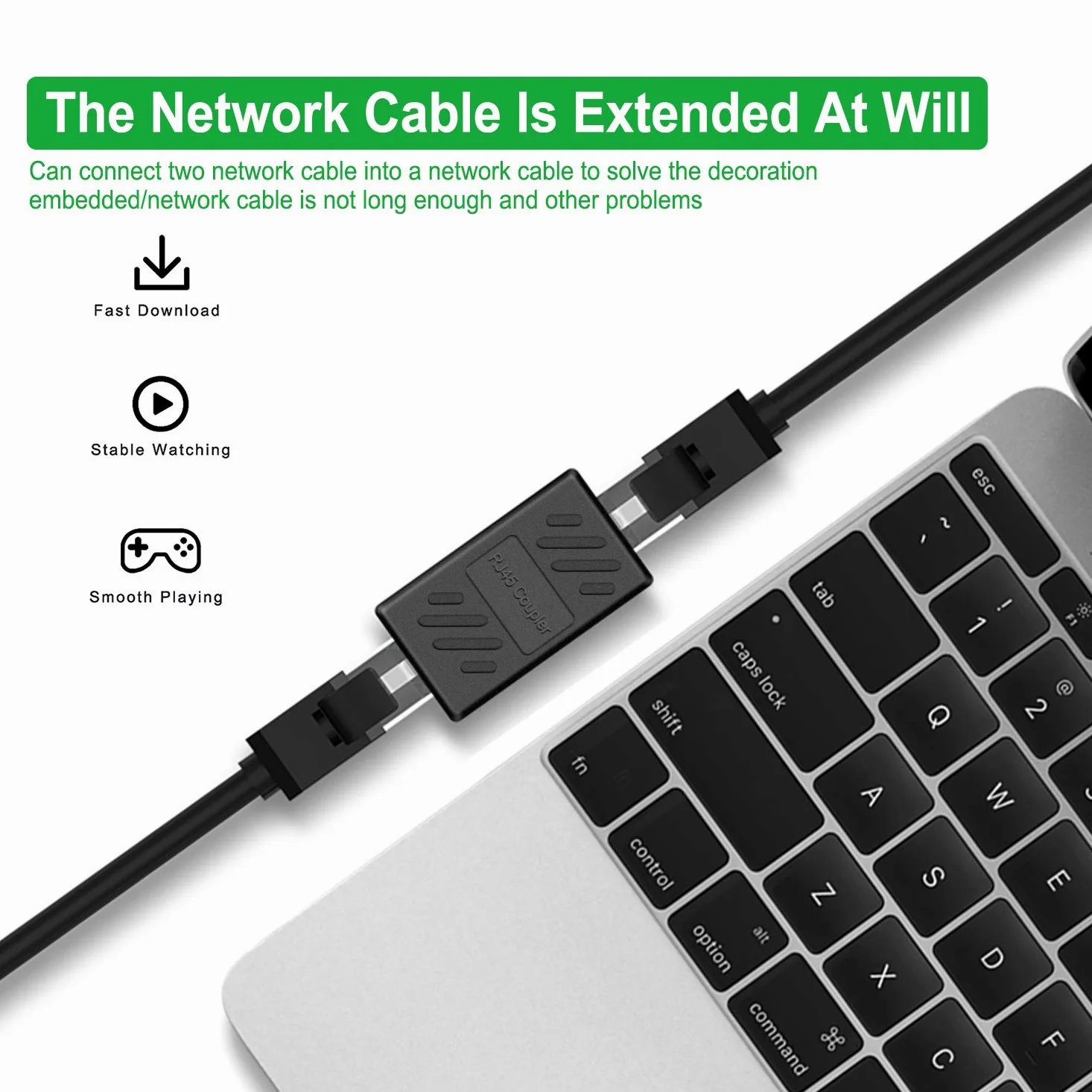 Coupleur RJ45, connecteurs Ethernet, coupleurs en ligne cachés pour câble Ethernet Cat7/Cat6/Cat5e/Cat5 - femelle vers femelle (lot de 30)