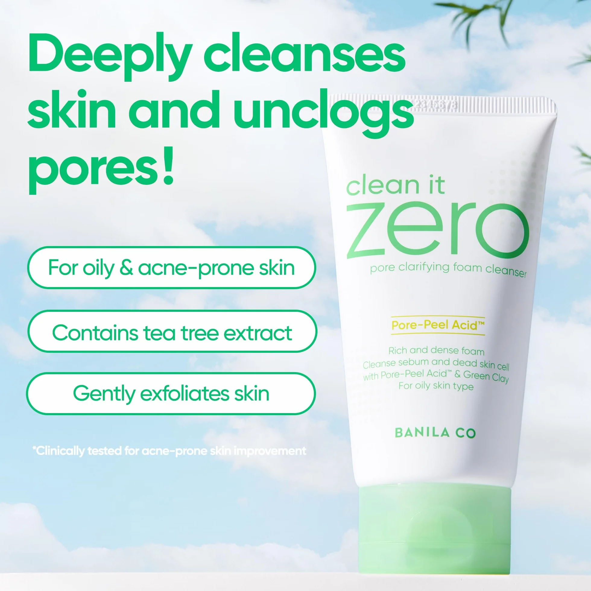 BANILA CO Clean it Zero Pore Clarifying Mousse nettoyante 150 ml acide Tri-Peel argile naturelle