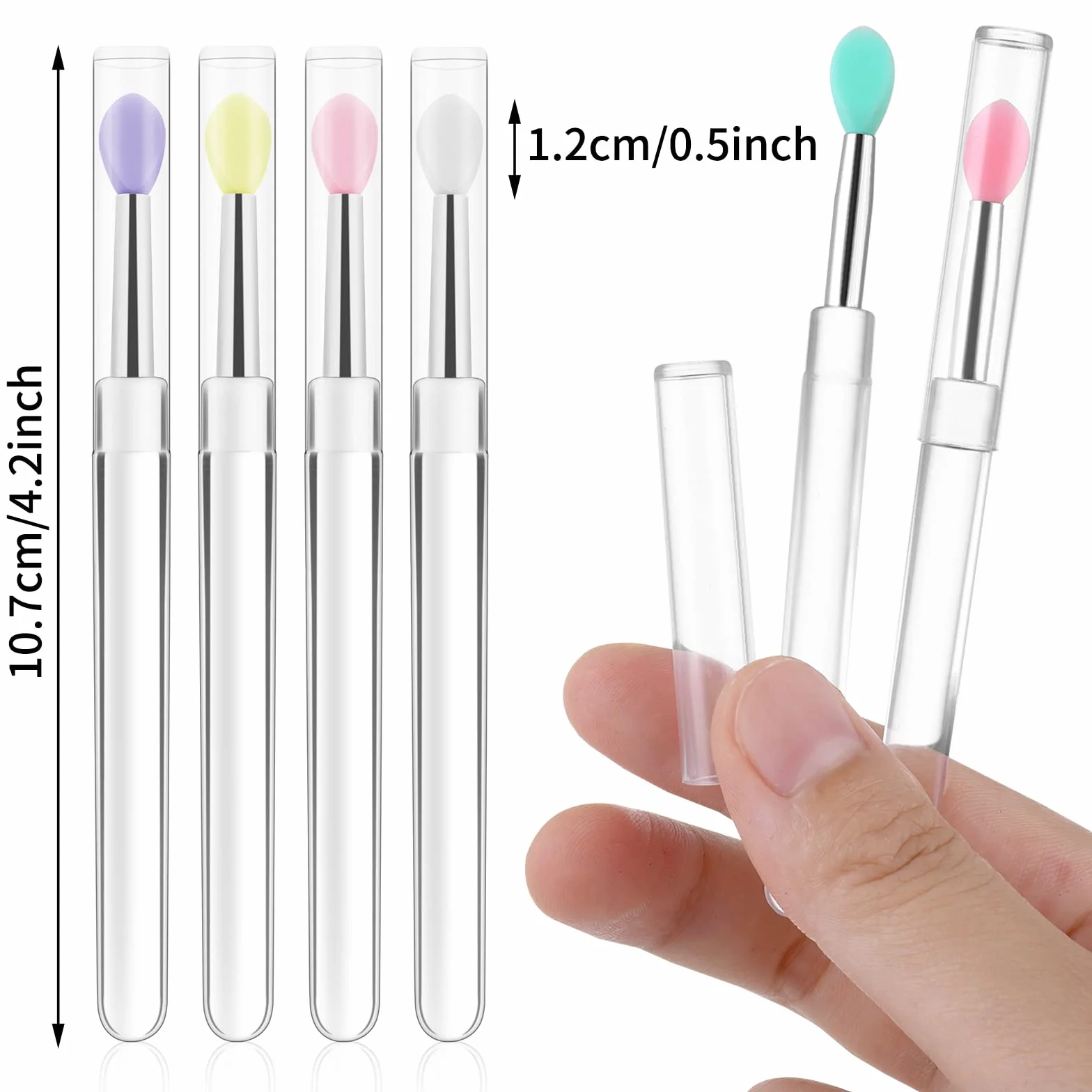 Lot de 6 Pinceaux à Lèvres en Silicone Réutilisables avec Capuchon Multicolore