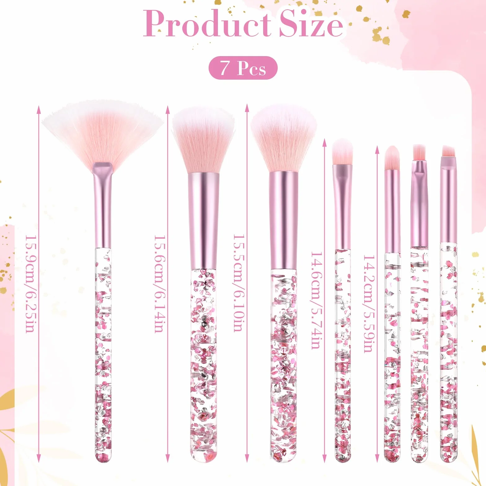 7 Pièces Crystal Pinceaux Maquillage Poudre Éventail Fond De Teint Blush Fard À Paupières