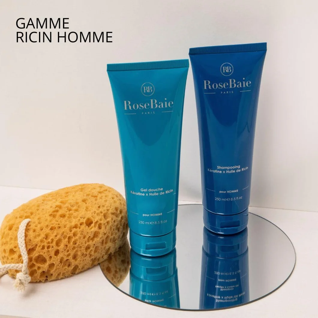ROSEBAIE Duo Corps et Cheveux Ricin Kératine Probiotiques Shampoing Homme Antichute Antipelliculaire 250ml Gel Douche Fraîcheur Parfum Boisé 250ml