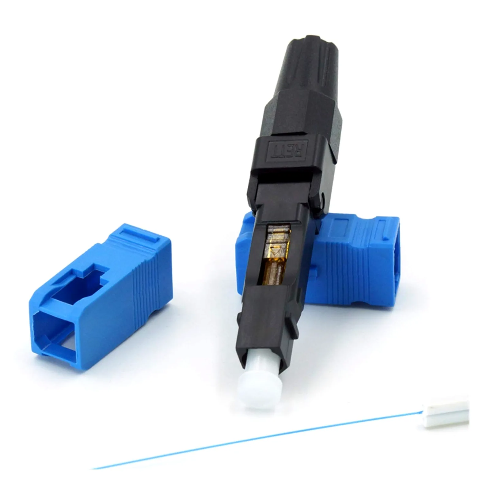 Xiaohu Adaptateur de convertisseur à Fibre Optique 100pcs/boîte 0.3db SC Connecteur Rapide de Fibre Optique UPC 100 SC Connecteur Rapide Bleu Fibre Optique Fibre Fibre SC Conn connecteur Rapide