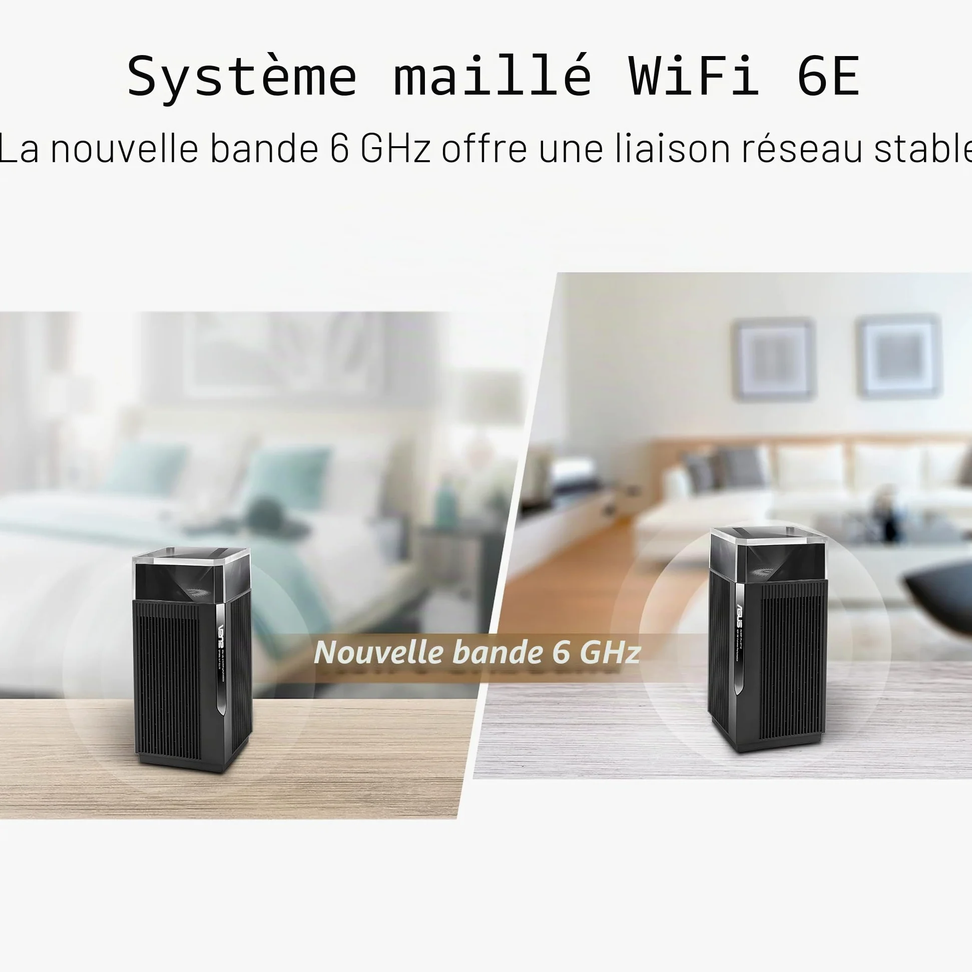 ASUS ZenWiFi Pro ET12 Noir - Pack de 2 - Système Wi-FI 6E AX Mesh, Tri-Bande, 11 000 Mbit/s, 600m2, AiProtection avec TrendMicro à Vie, Port WAN/LAN 2,5 Gigabit + 2 Ports LAN Gigabit, AiMesh