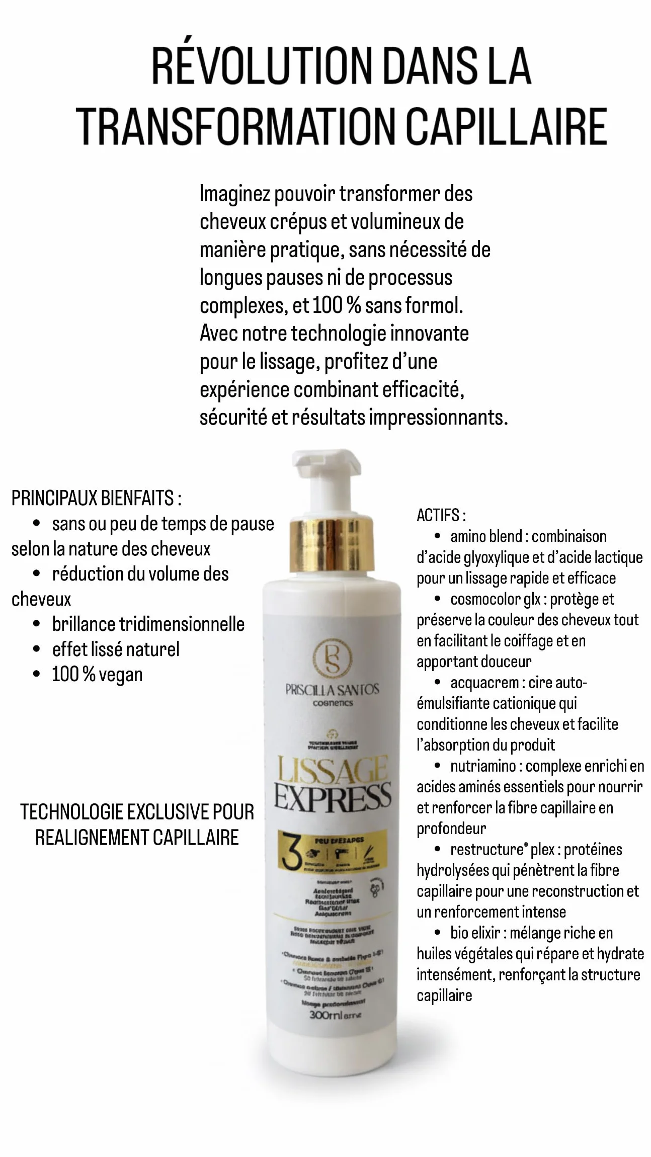 Lissage Brésilien Professionnel Sans Rinçage 300ml - Tenue jusqu'à 1 an - Sans Formol