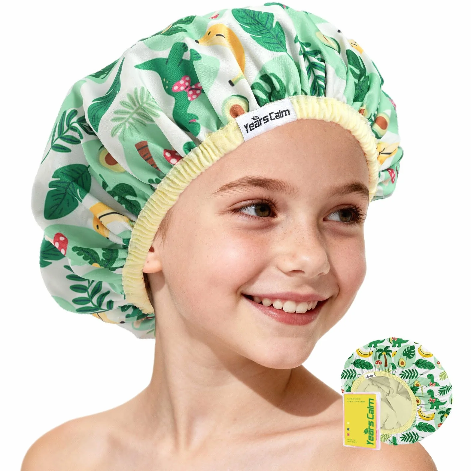 Bonnet de douche pour enfants imperméable réutilisable double couche bande élastique douce bonnet de bain lavable