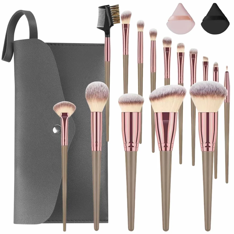 Vicloon Ensemble de pinceaux cosmétiques 15 Pièces Professionnels Set Synthétiques
