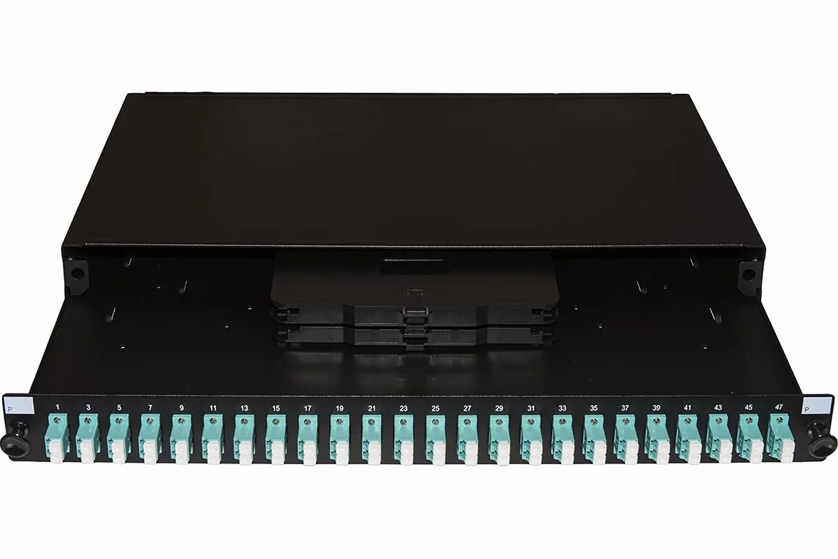 LINK LK24FOLC3 Panneau Fibre Optique 19" avec 24 adaptateurs LC Duplex Om3 Profondeur 250 mm Noir
