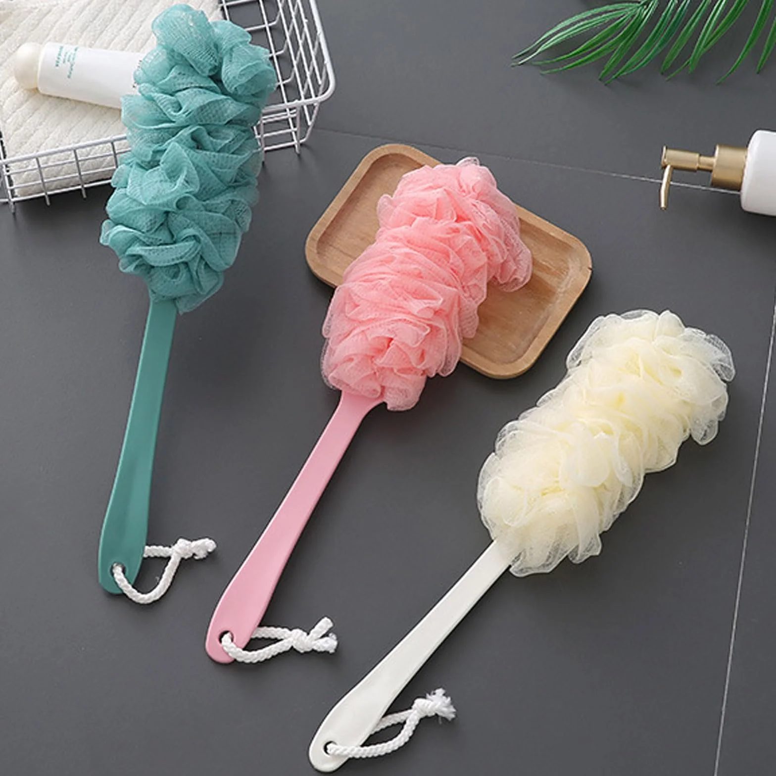 Brosse de bain à poignée longue pour exfolier et enlever, Back Brush Scrubber Shower Loofah