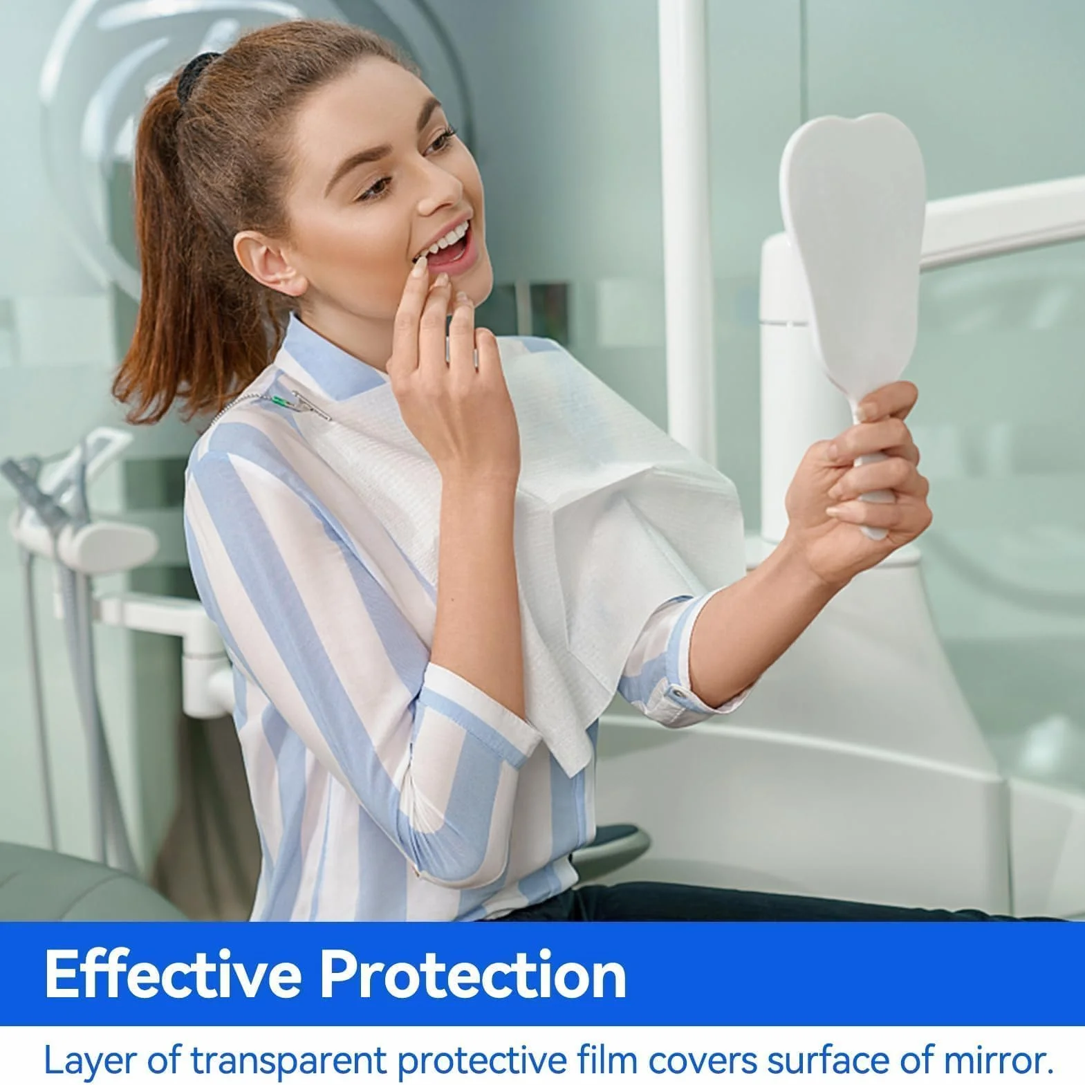 Miroir Dentaire 9x5in Miroir d'Inspection Dentaire Portable avec Poignée en Plastique Blanc