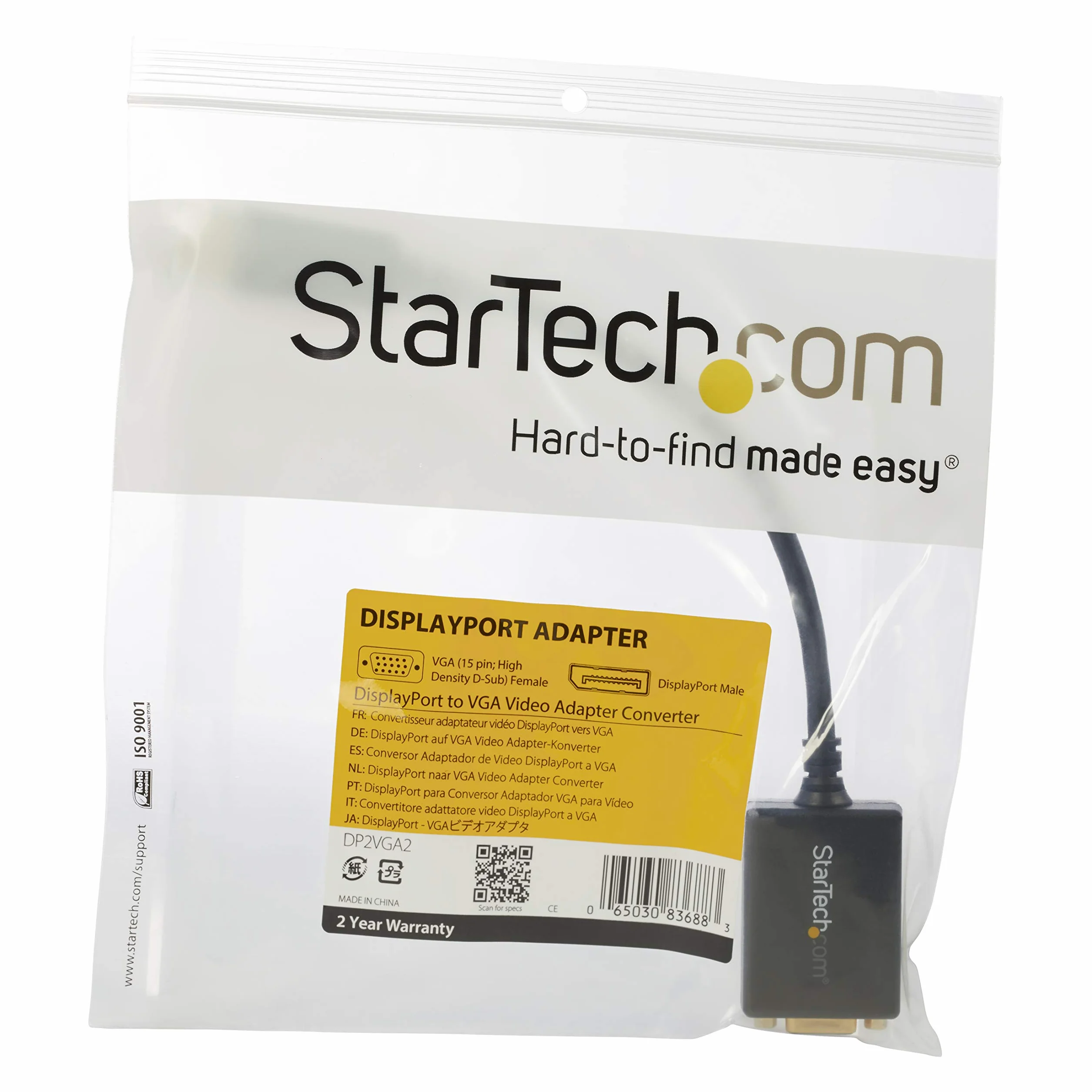 StarTech.com DP2VGA2 Adaptateur convertisseur vidéo DisplayPort vers VGA
