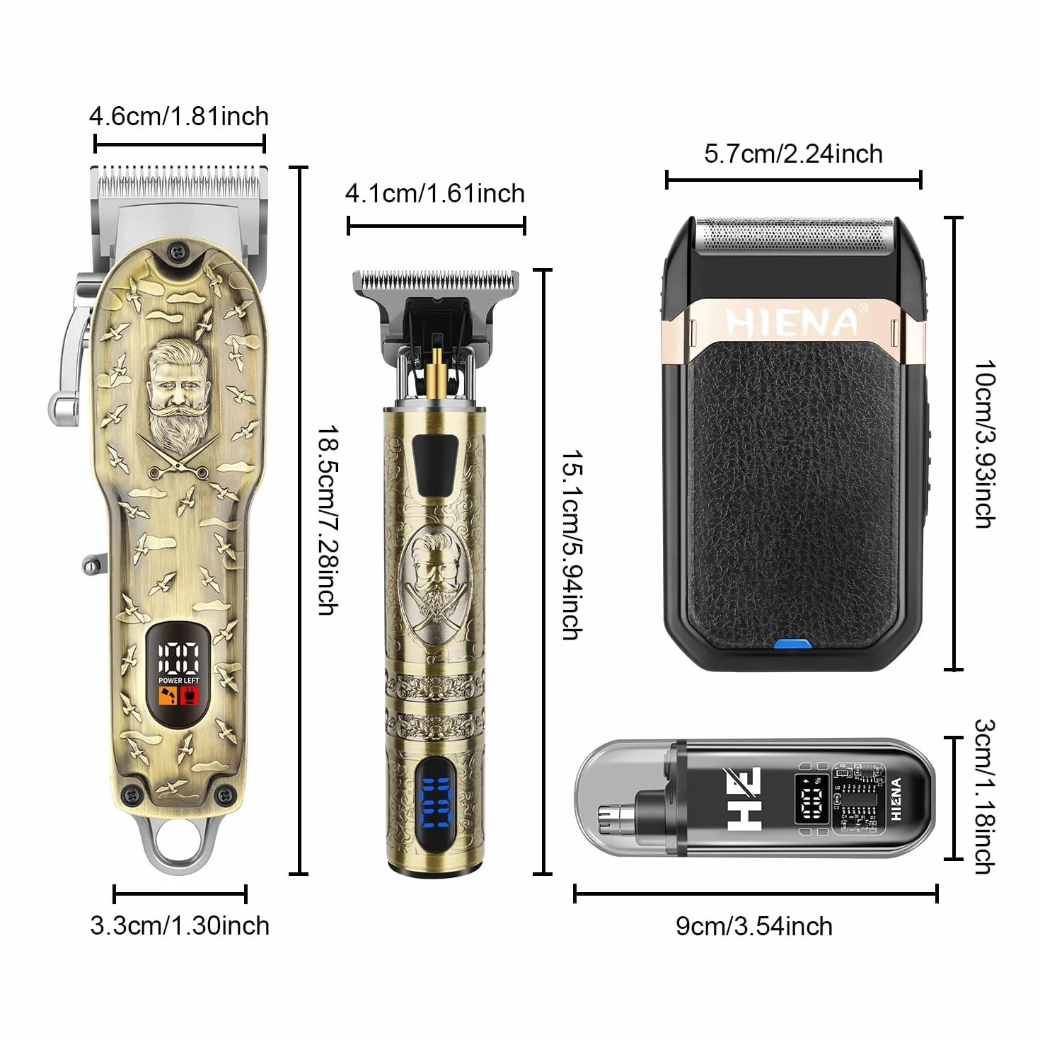 HIENA PRO Tondeuse à cheveux professionnelle homme sans fil rechargeable USB Set 814