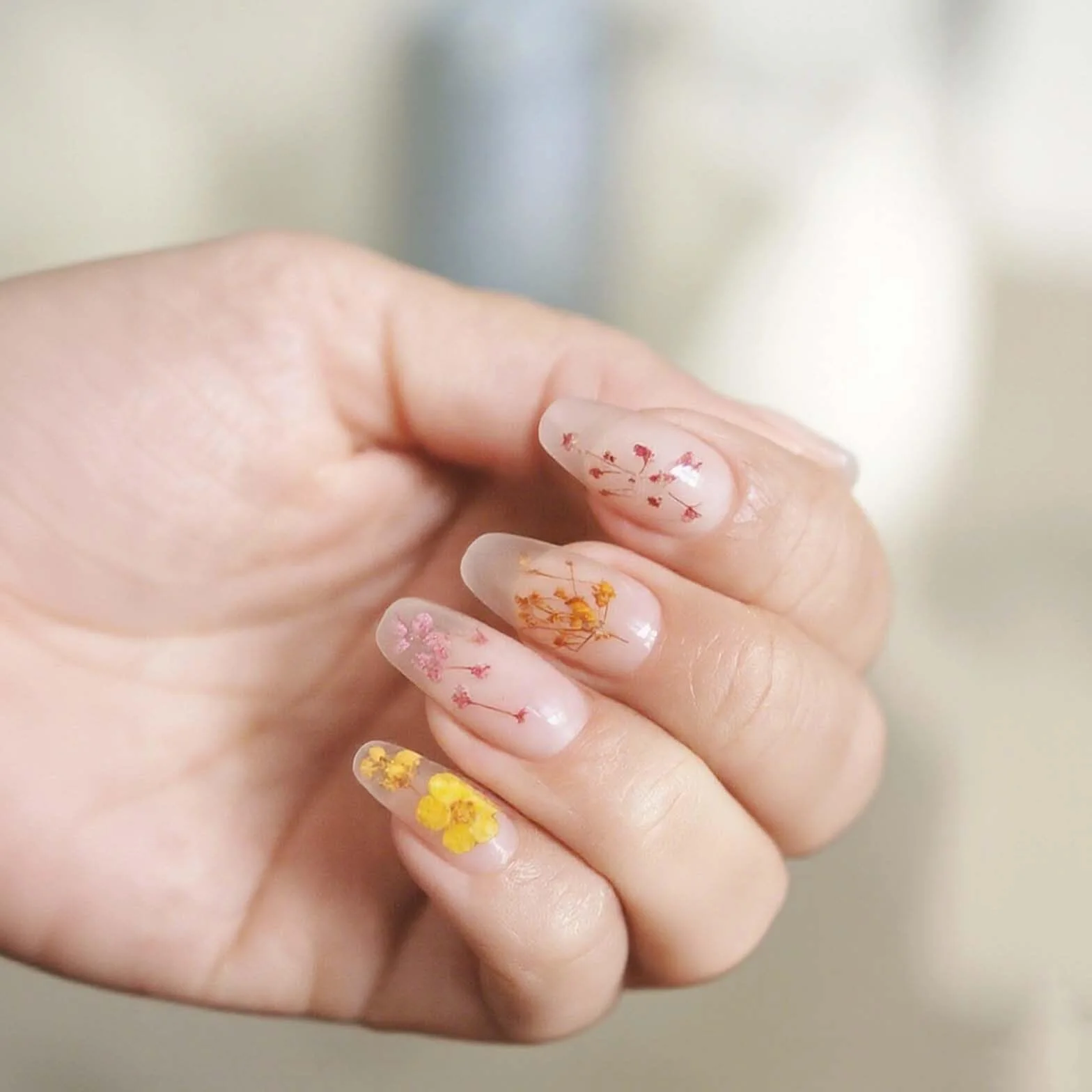 3 Pièces Fleurs Séchées Nail Art Autocollants 3D Résine UV DIY Manucure Ongles