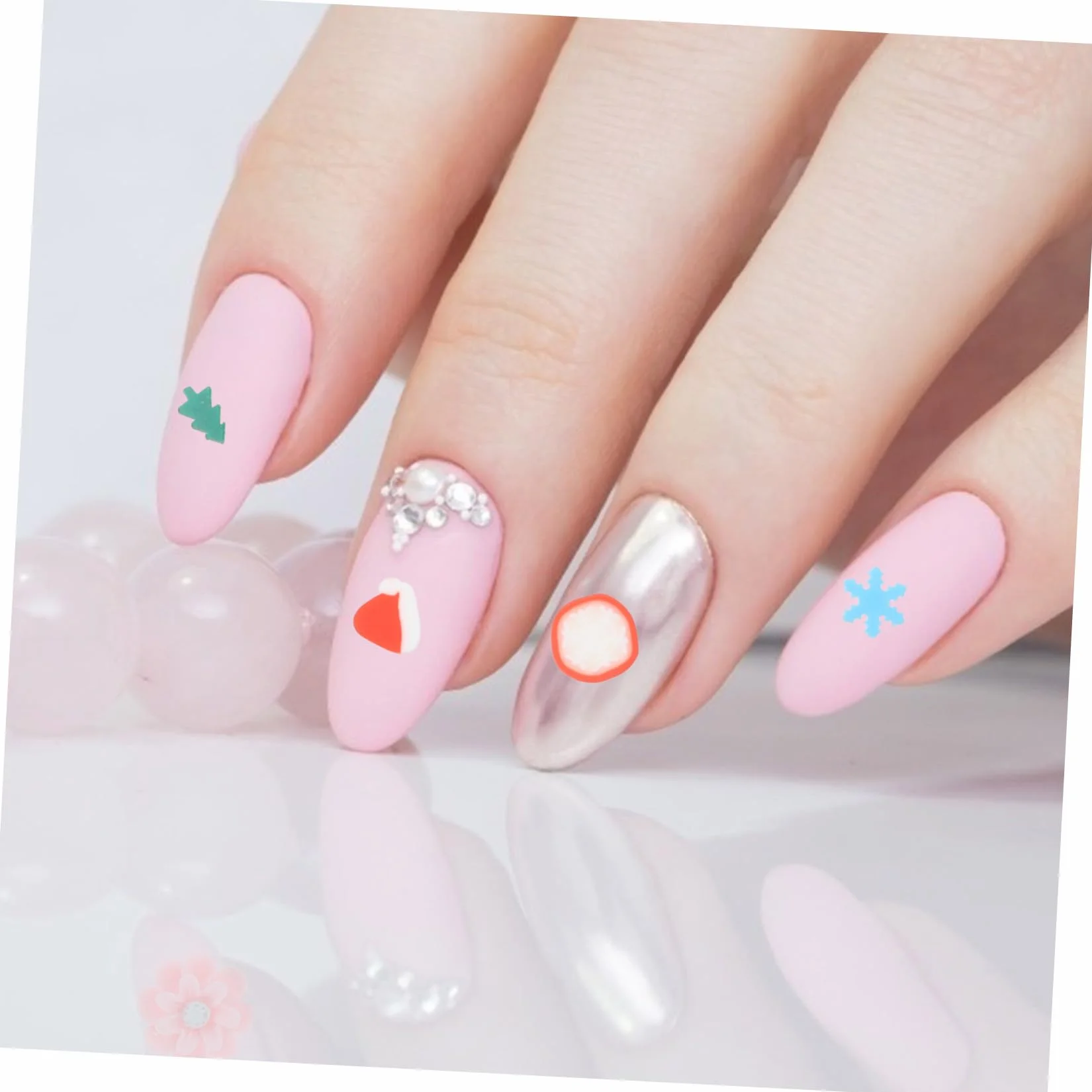Boîtes Décorations Ongles Pâte Polymère Noël Accessoires DIY Festive Hivernale