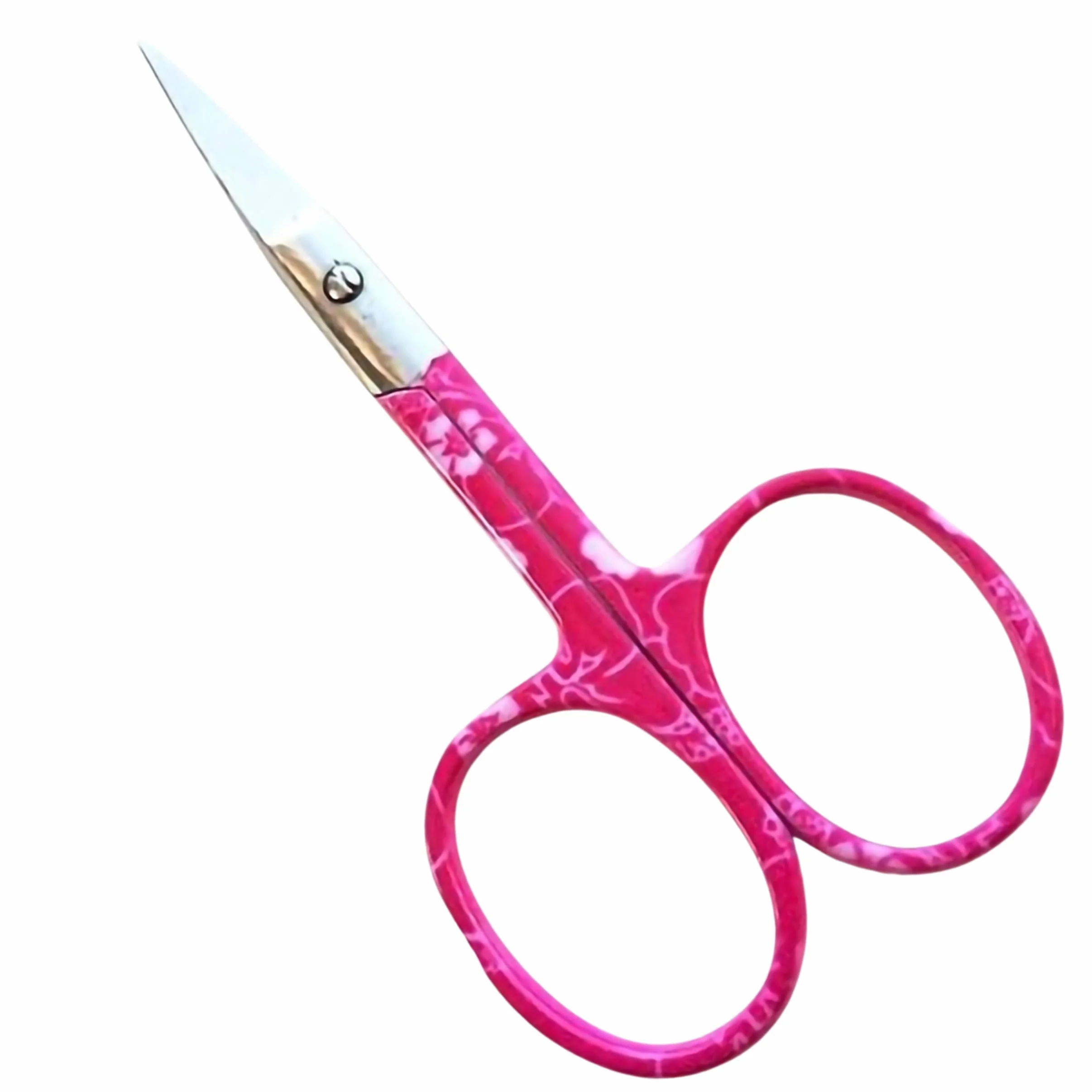 ASM Ciseaux à ongles incurvés 9,5 cm - Coupe-cuticules robustes pour sourcils, barbe et nez (rose)