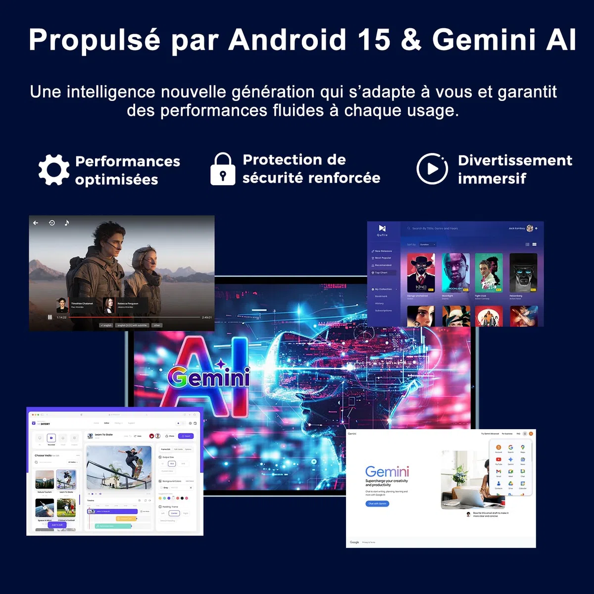 Tablette 10 Pouces avec Android 15 Gemini AI, 30 Go RAM + 128 Go ROM (Extensible Jusqu'à 2 To), WiFi 6, 8000 mAh, Widevine L1, Octa-Core, BT 5.0, 5+8 MP, Tablette Tactile avec Clavier et Souris, Vert