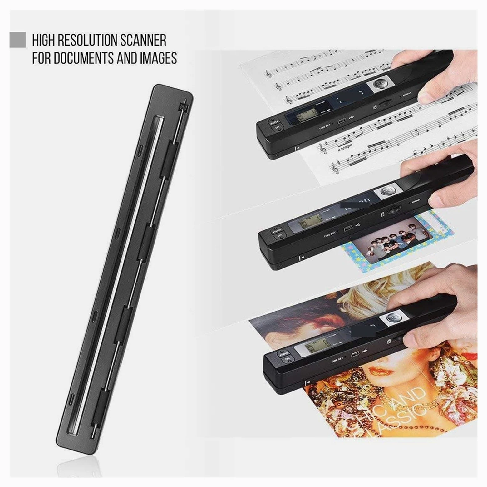 Scanner Portable, Scanner de Documents portatif, Photos fichiers Livres A4 Couleur HD 900DPI, Prise en Char des formats JPEG et CPF(Groen)