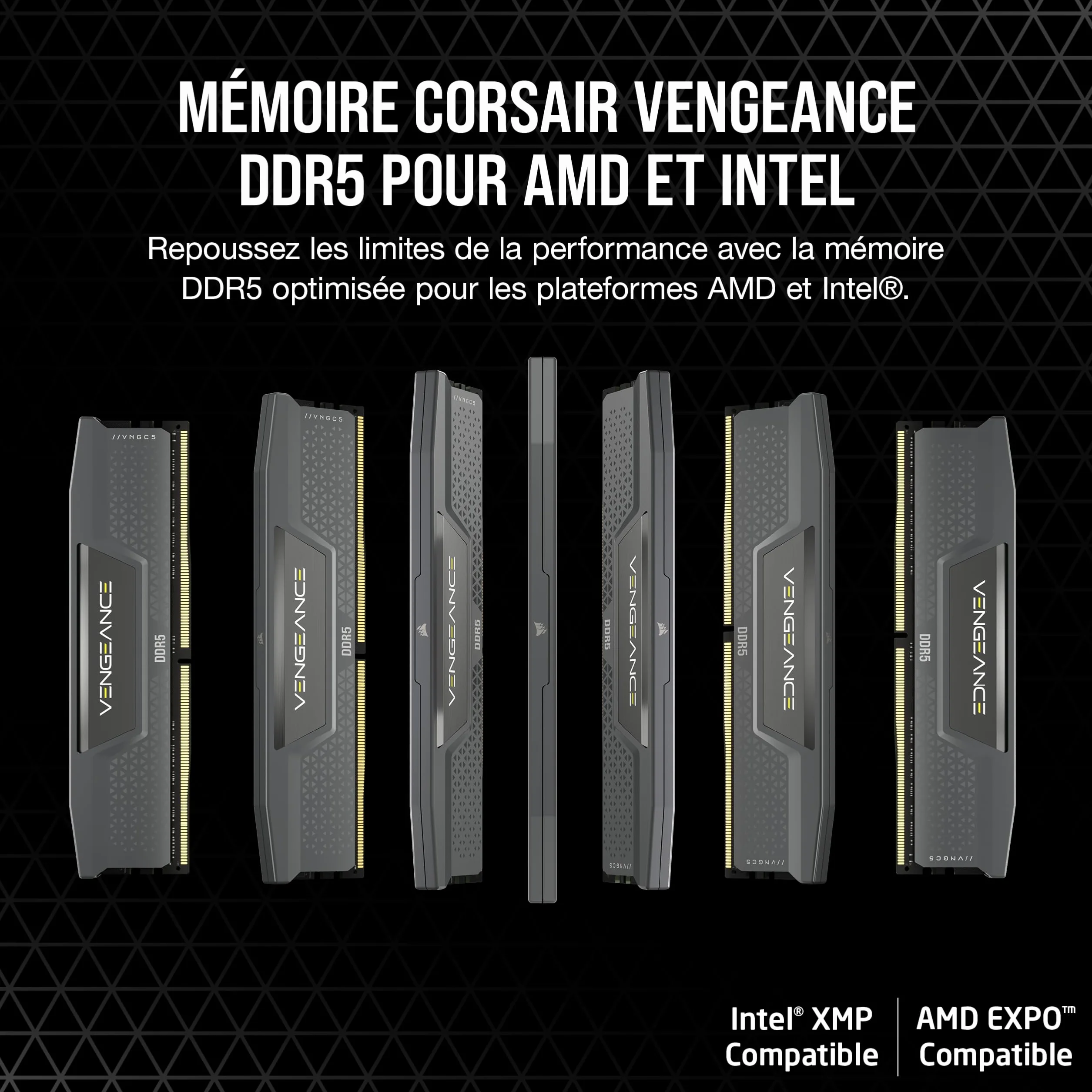 CORSAIR Vengeance DDR5 RAM 32Go (2x16Go) 6000MHz CL30 AMD Expo Mémoire PC iCUE Gris CMK32GX5M2B6000Z30