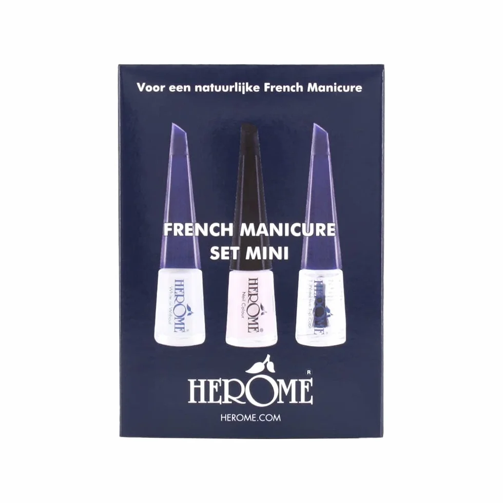 Herome Kit French Manicure Mini - Kit de Voyage - Vernis à Ongles 3 Étapes 3x4ml