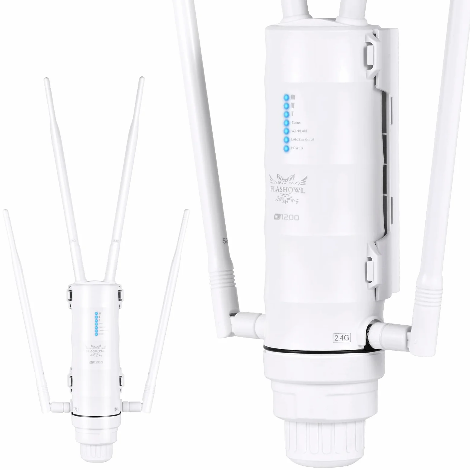 Répéteur WiFi Extérieur AC1200 Borne WiFi PoE IP65 Longue Portée | Amplificateur WiFi puissant Double bande 2.4GHz 5GHz 4 antennes Point d’accès pour caméra extérieure jardin garage