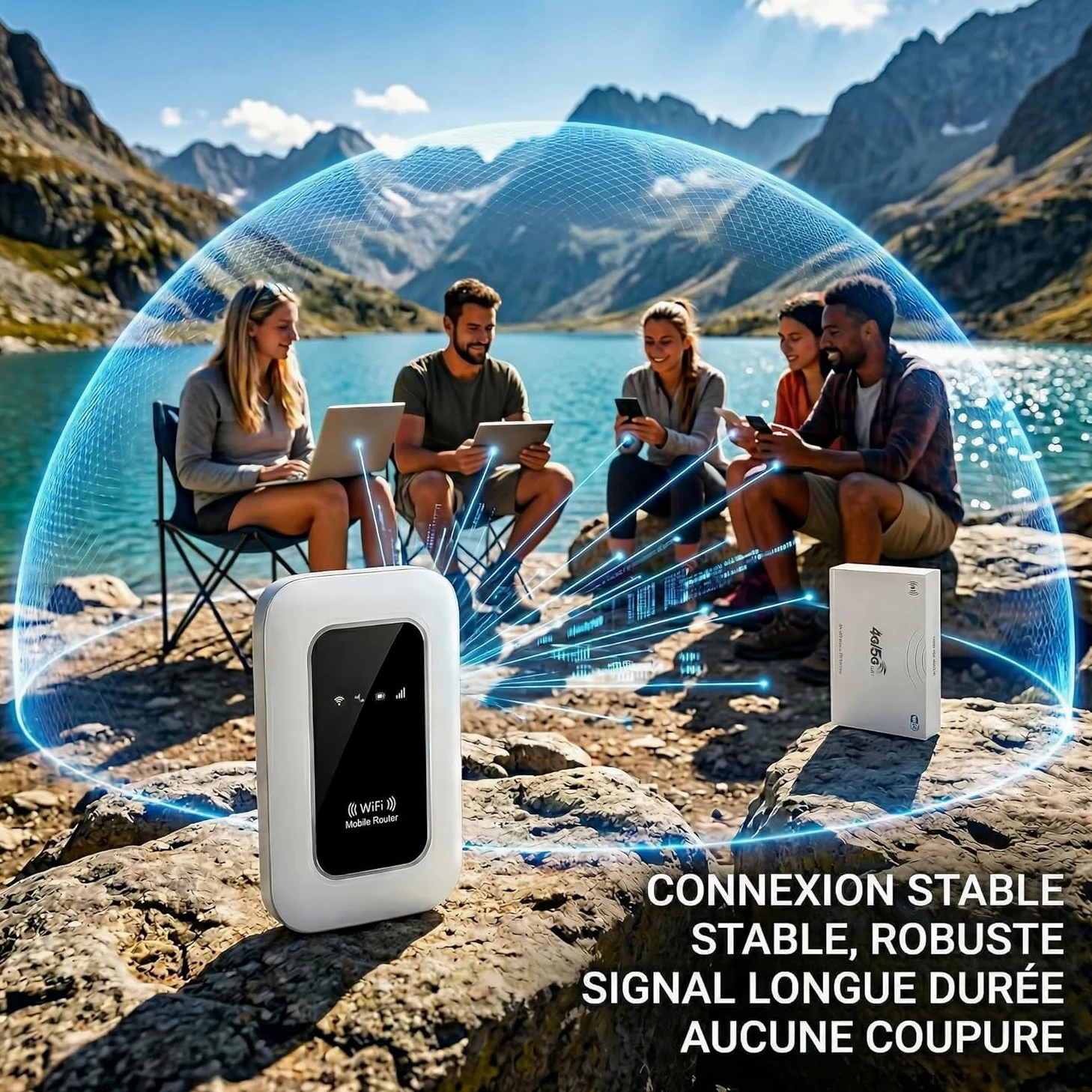 Routeur 5G Portable WiFi 6 Débloqué Carte SIM, 300Mbps, Toute l'europe | Slot SIM débloqué,Haut débit 5G/4G+,Toute l'Europe,28 appareils,WPA3 sécurisé,2100mAh,12h autonomie,voyages et télétravail