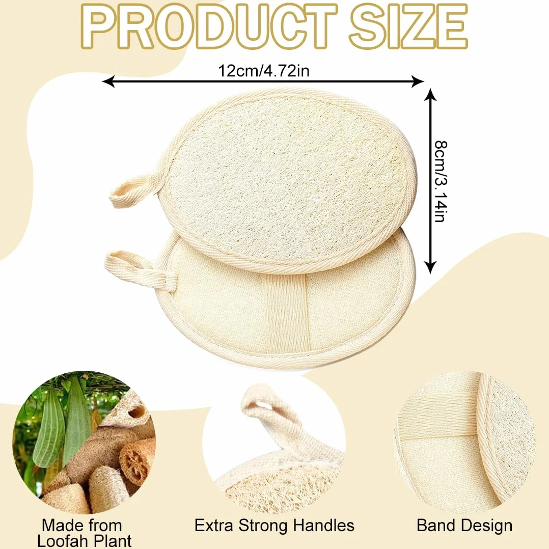 Éponge de Luffa Naturel Exfoliant pour le Corps, Loofah Organique, 2 Pièces