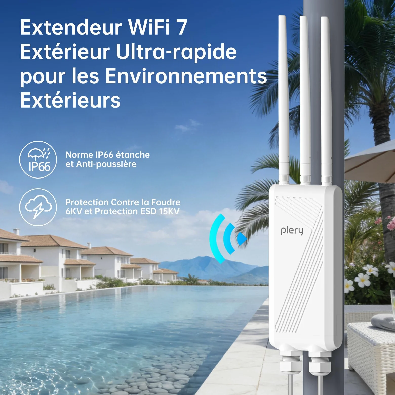BE3600 Repeteur WiFi 7 Exterieur Point d'accès Extérieur avec POE | Double Bande 5GHz/2.4GHz Gigabit Port Répéteur WiFi Puissant Amplificateur Extérieur 3 * 5dBi Antenne WiFi Longue Portée WPA3