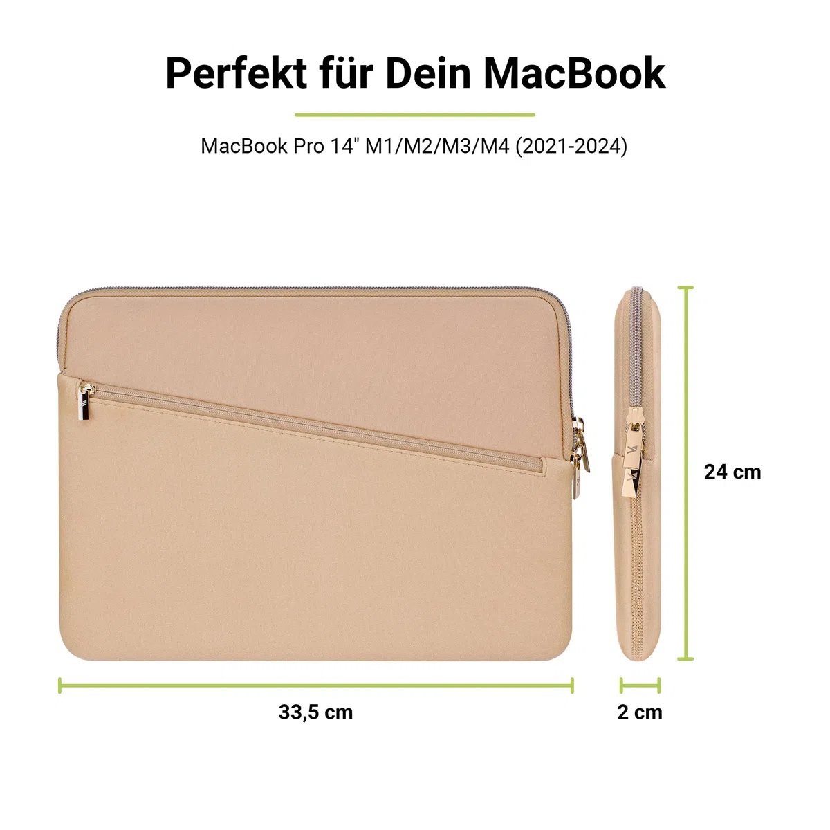 Neoprene Sleeve Pro compatible with MacBook Pro 14 (2024-2021), Gold, 14"