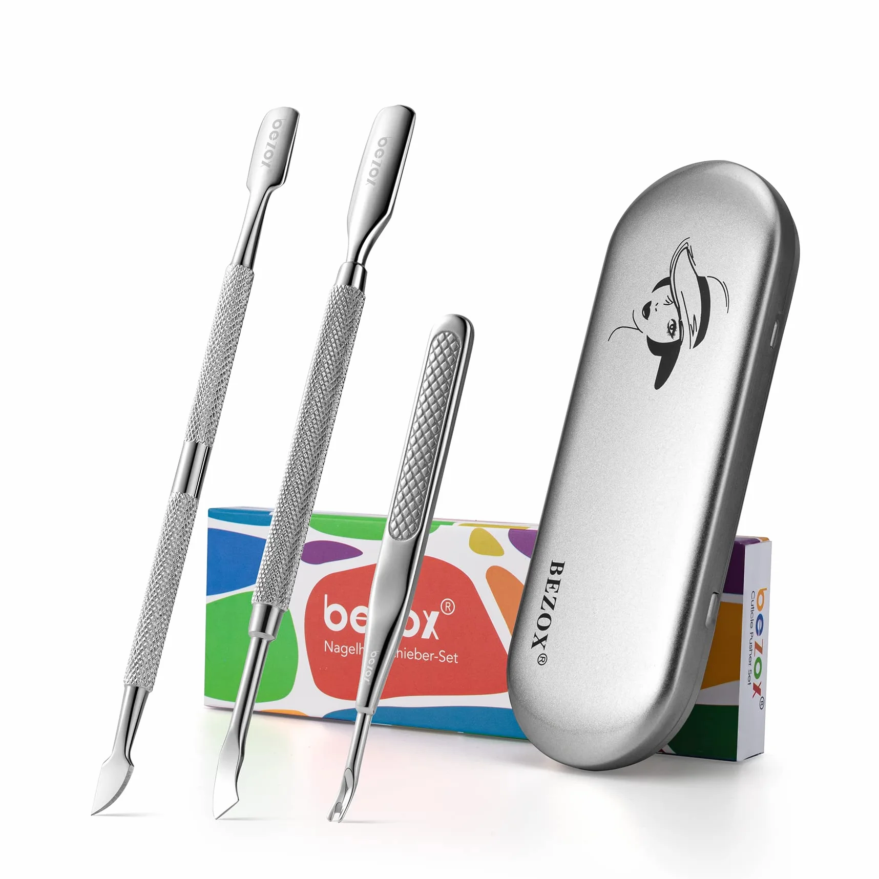 BEZOX Cuticule Coupe Repousse Pousse Pusher Spatule Pédicure Manucure Nail Art Soin Outils Ongles Acier Inoxydable