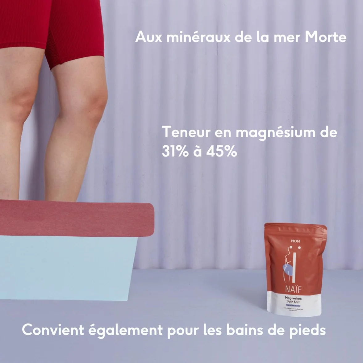 Naïf Sel de bain au magnésium 500 g - Soulage douleurs et crampes