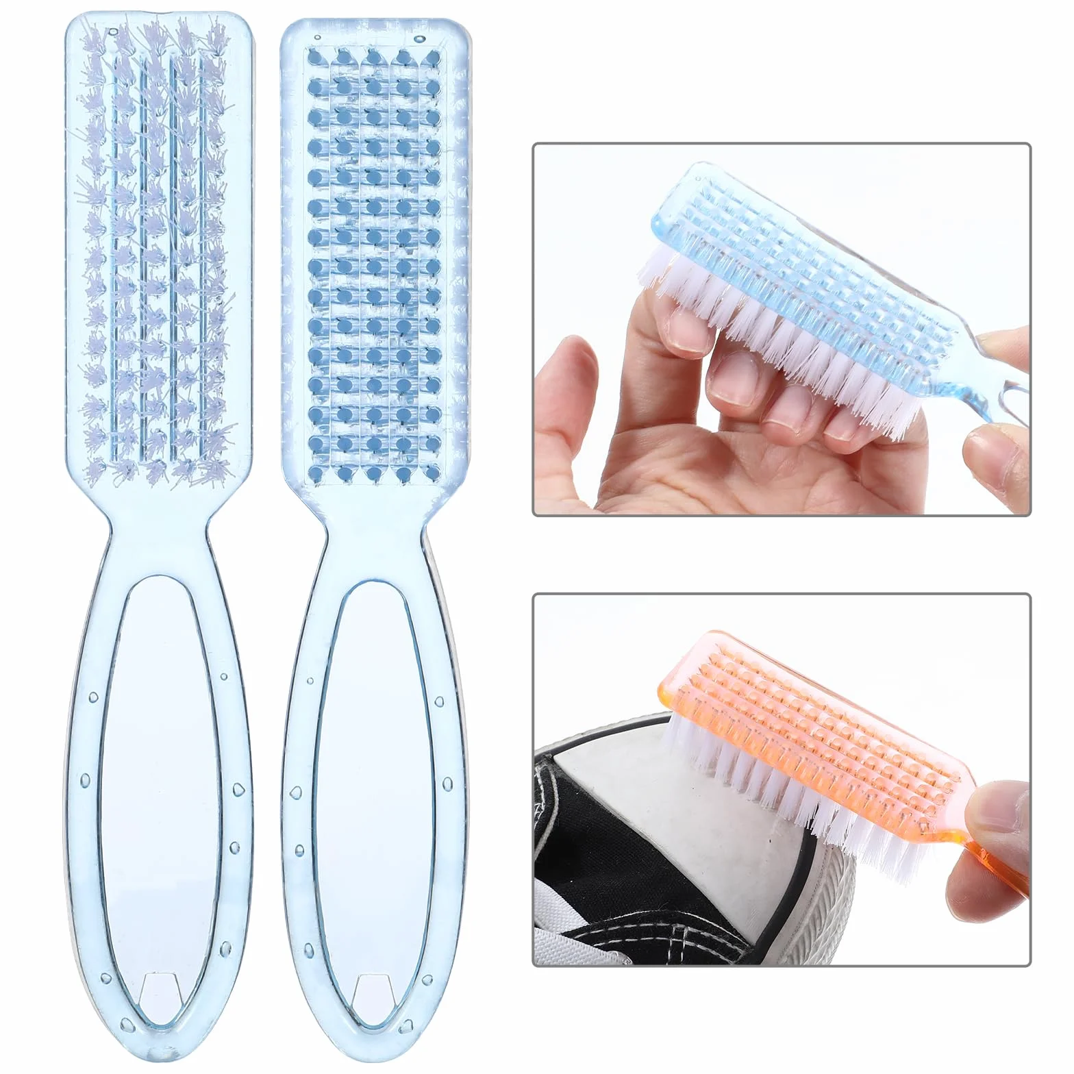 Lot de 4 brosses à ongles poils souples manucure récurer bleu violet rose orange