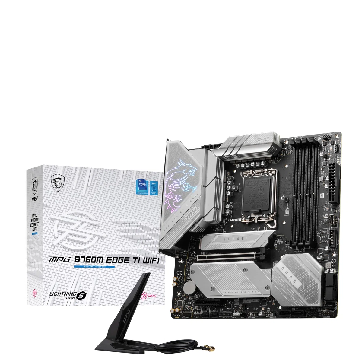 MSI MPG B760M Edge TI Carte mère de jeu WiFi (prend en charge les processeurs Intel 14e/13e/12e génération, LGA 1700, DDR5, PCIe 5.0, emplacements M.2, LAN 2,5 Gbit/s, USB 3.2 Gen2, HDMI/DP, Wi-Fi 6E,
