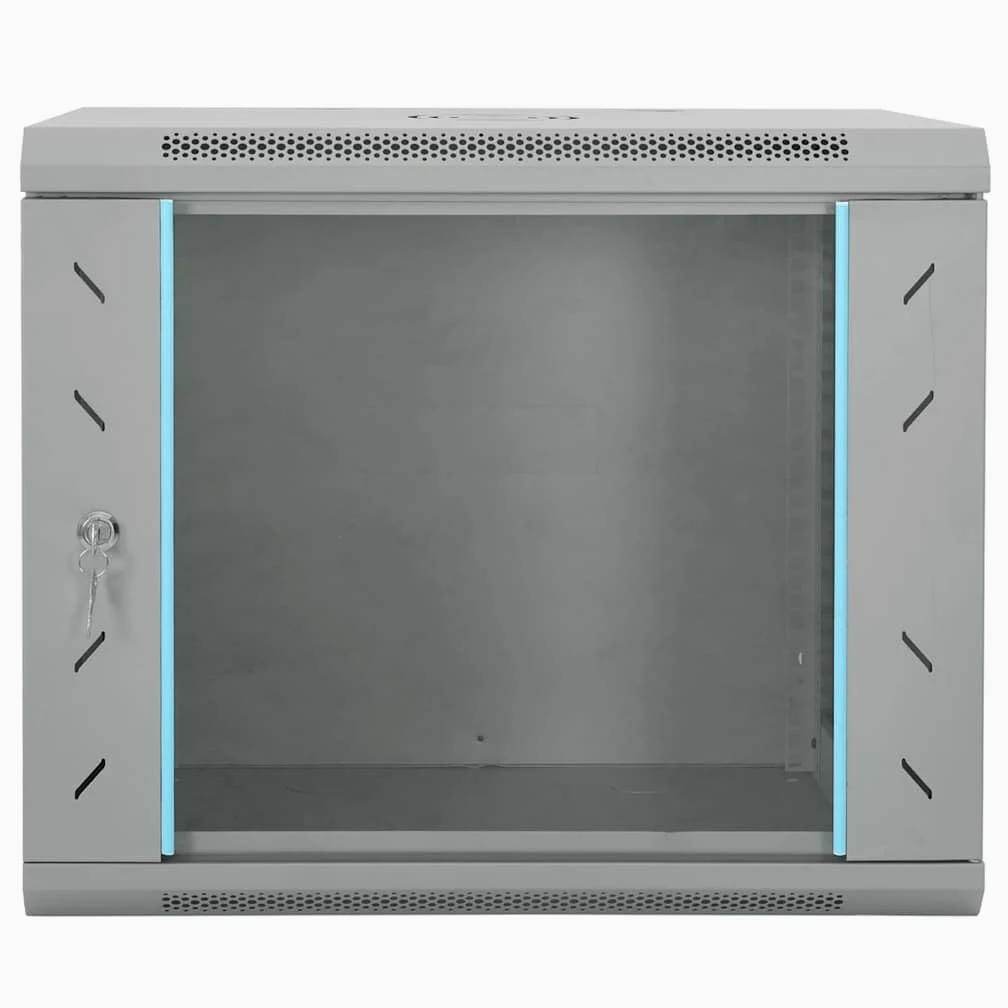 Armoire réseau en Acier Gris 60 x 45 x 50 cm Stockage Serveur Baie boîtier Disque Dur sécurité pour Domicile Bureau Entreprise Utilisation intérieure