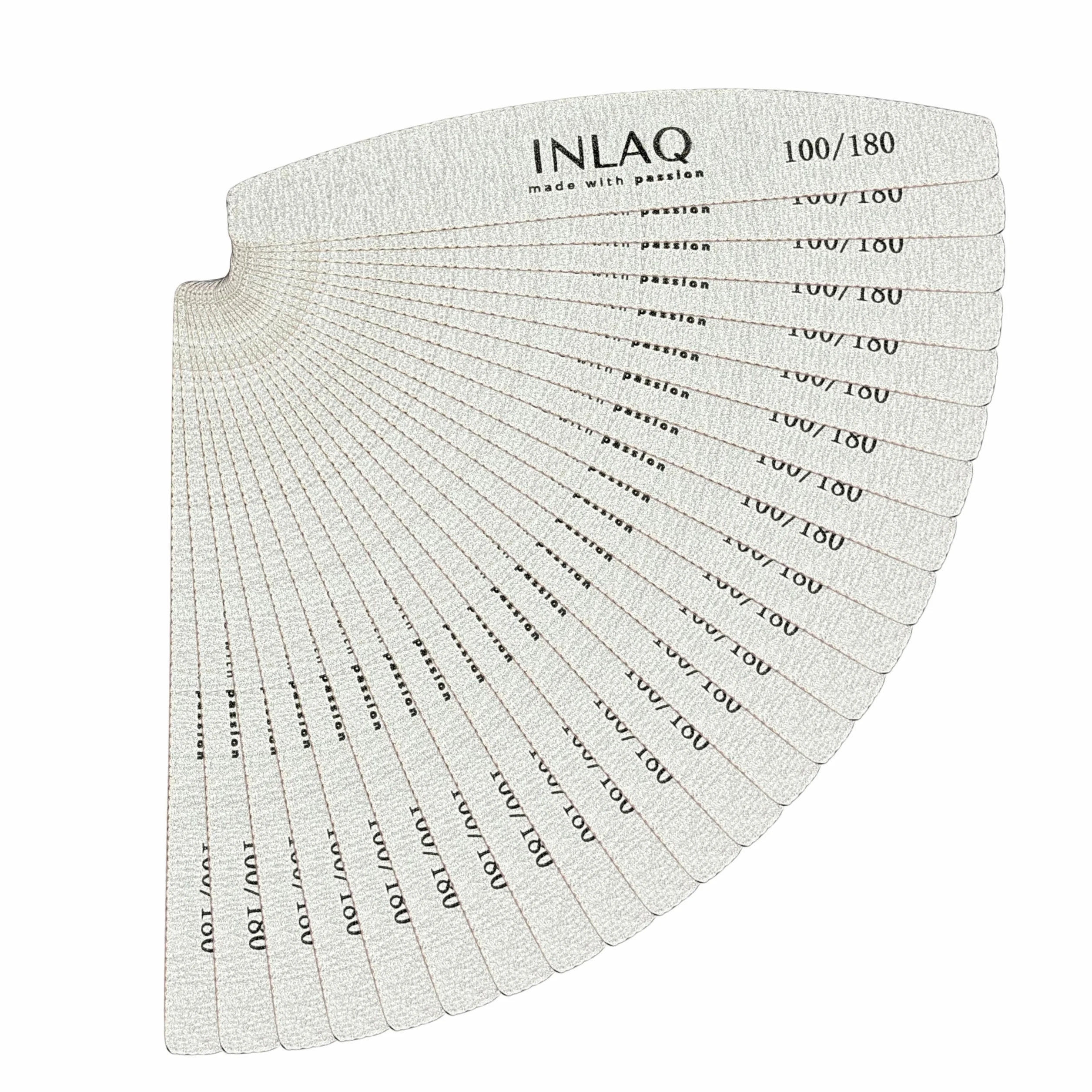 INLAQ Lime à Ongles 100/180 - Professionnelle en demi-lune Durable Résistante à l'abrasion - Set de Limes à Ongles Jetable - 25 pièces