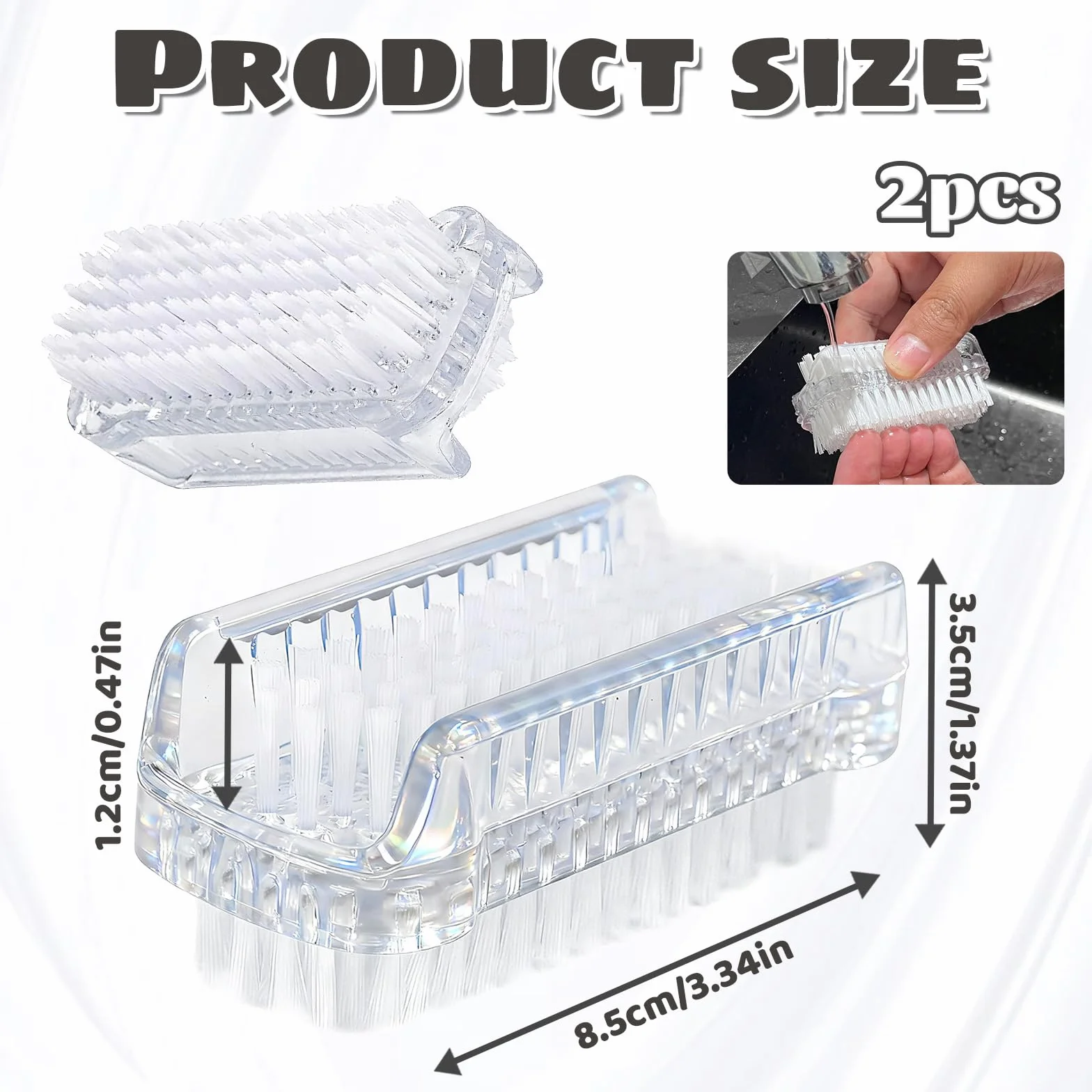Brosse à Ongles Robuste 2 Pièces, Brosse de Nettoyage en Plastique pour Manucure et Pédicure