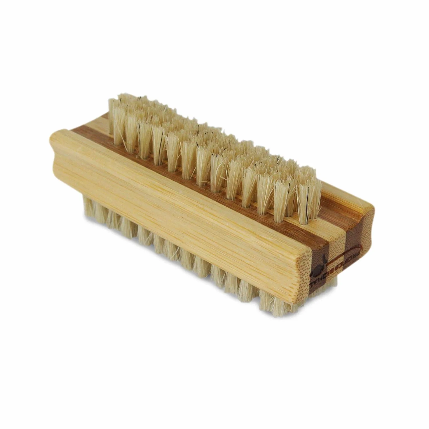 Lot de 2 brosses à ongles 10 cm double face en bambou et poils de sanglier