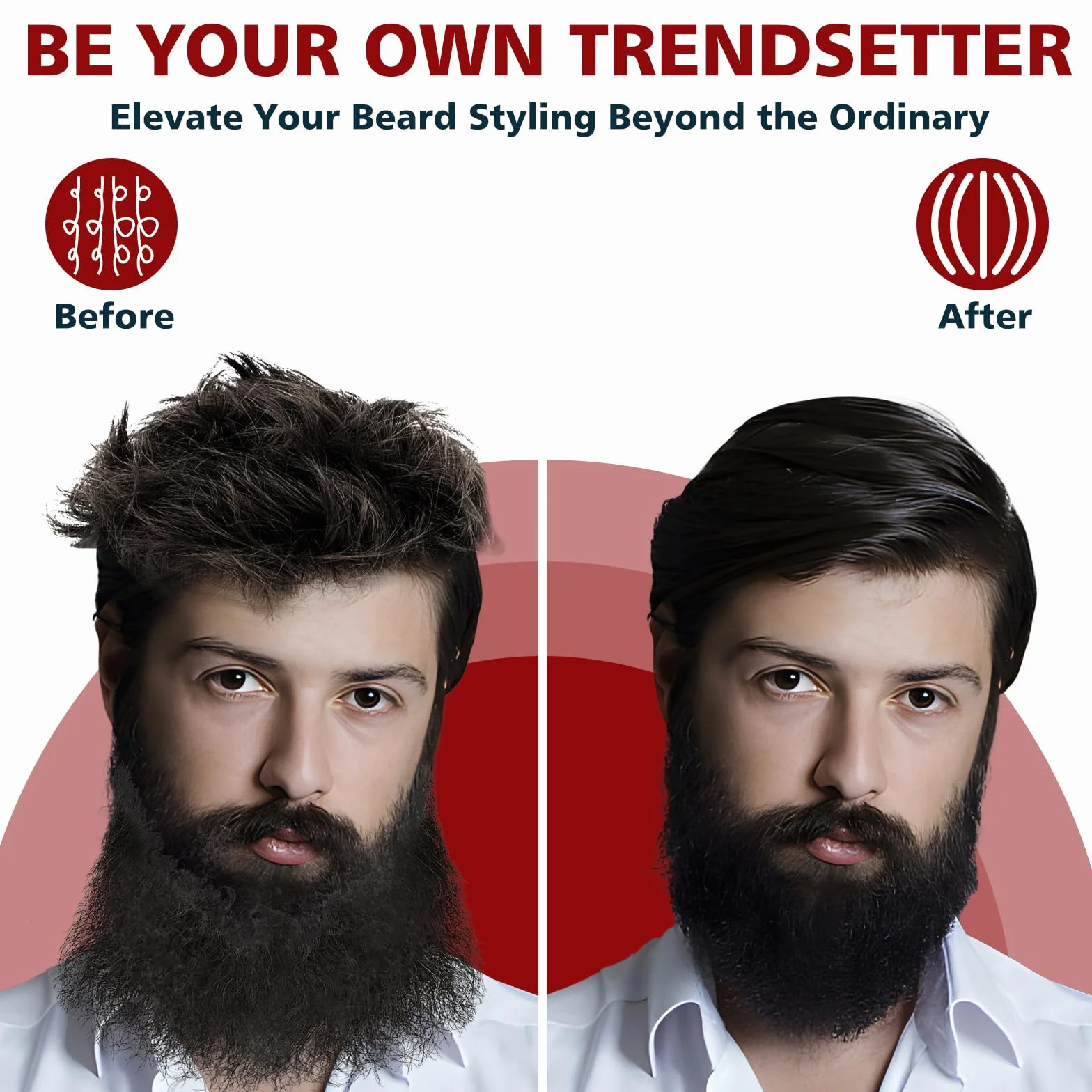 VIKICON Lisseur Barbe Homme, Mini Lisseur Cheveux Ions Négatifs, 3 Températures Réglables, Portable, Chauffage Rapide